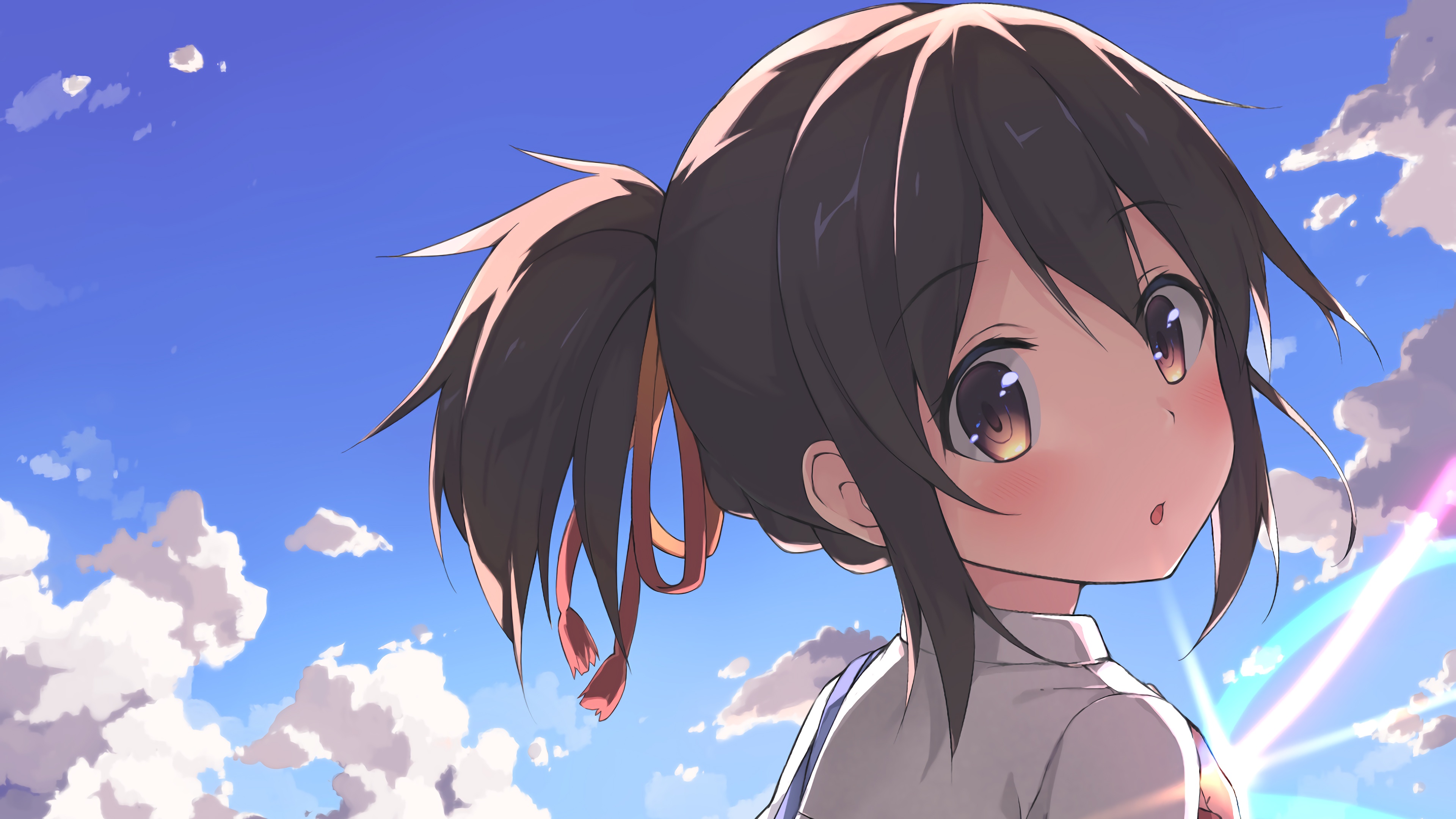 马尾辫 黑发 动漫 女孩 壁纸 3840×2160