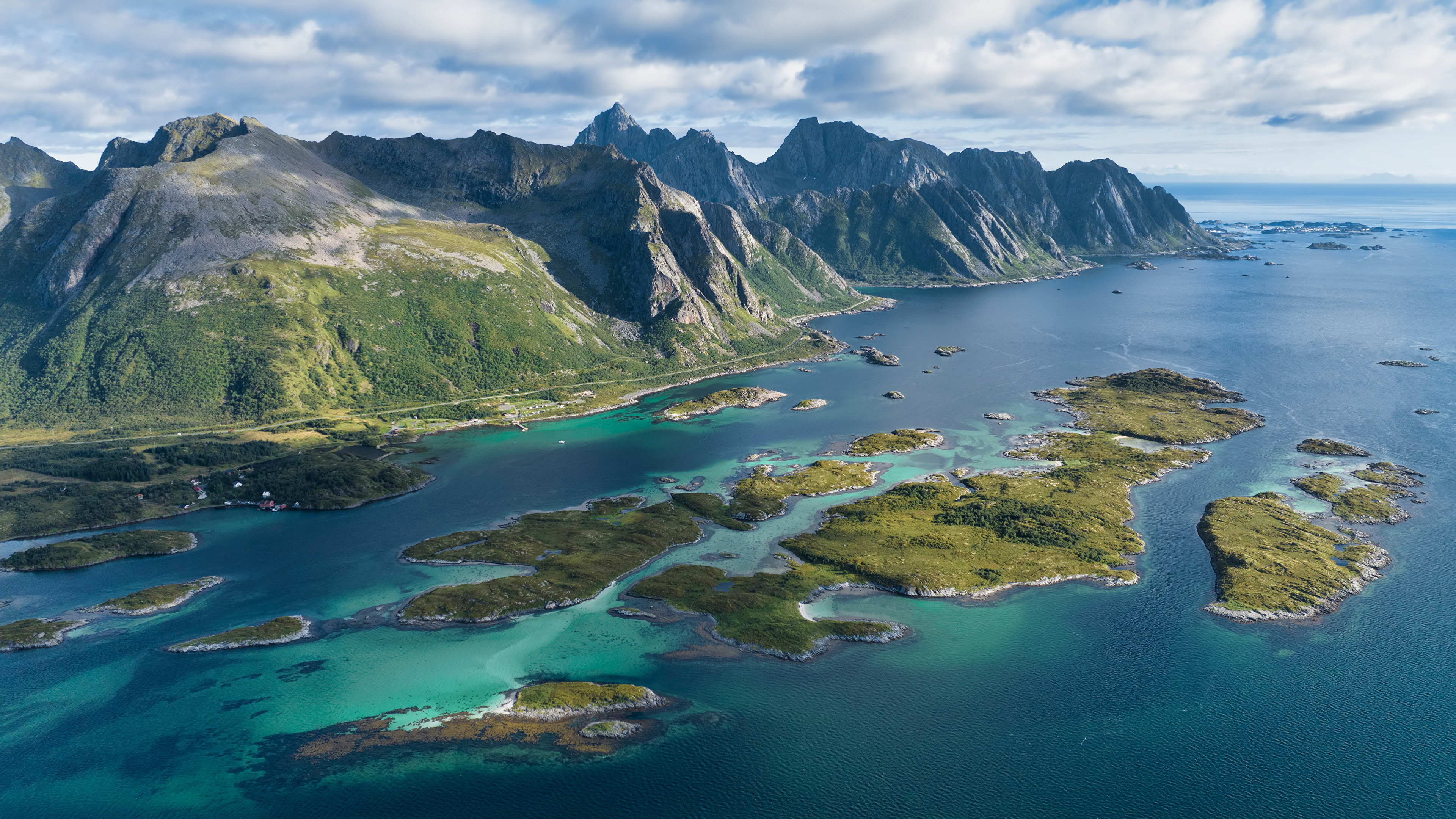 山脉 自然 海洋 天空 云 岛屿 海岸 水 4K高清壁纸 3840×2160