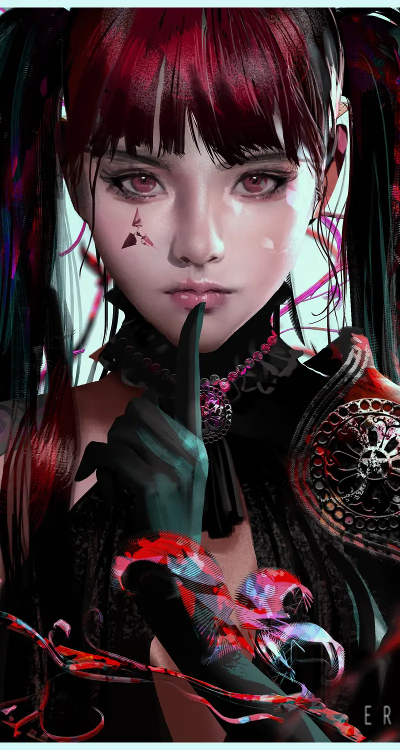 热门女人 奇幻女孩 长发 AI艺术 插图 肖像 奇幻 艺术 双尾 手机 高清壁纸 4389×5000