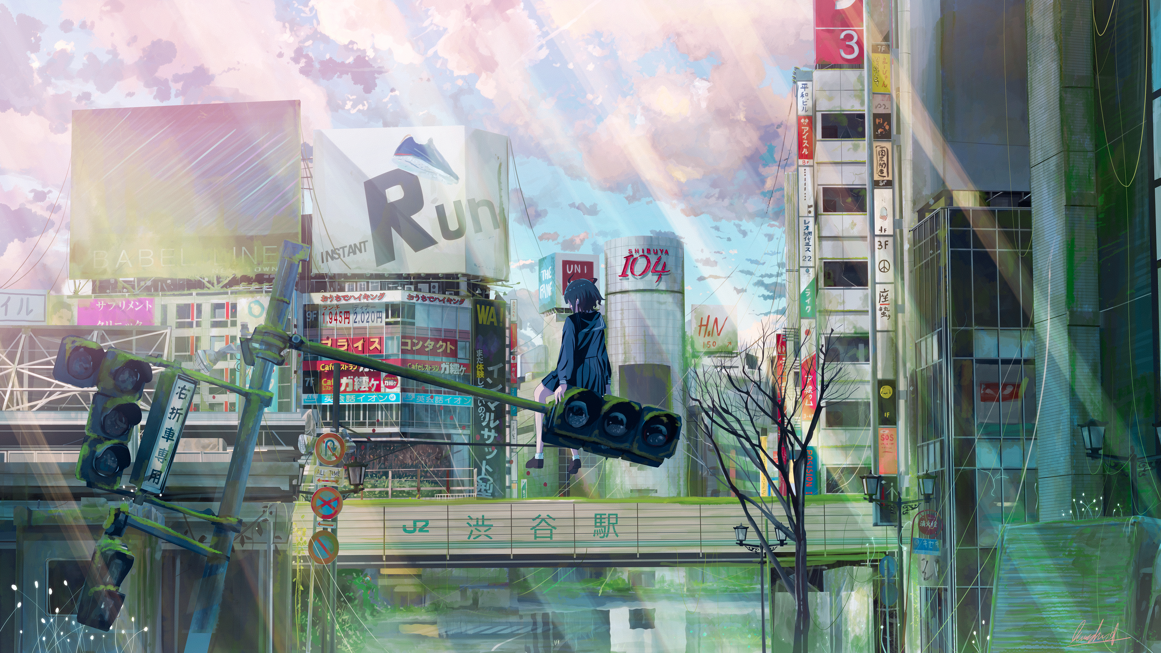 摩尔逸夫 废墟 水手 制服 壁纸 3840×2161