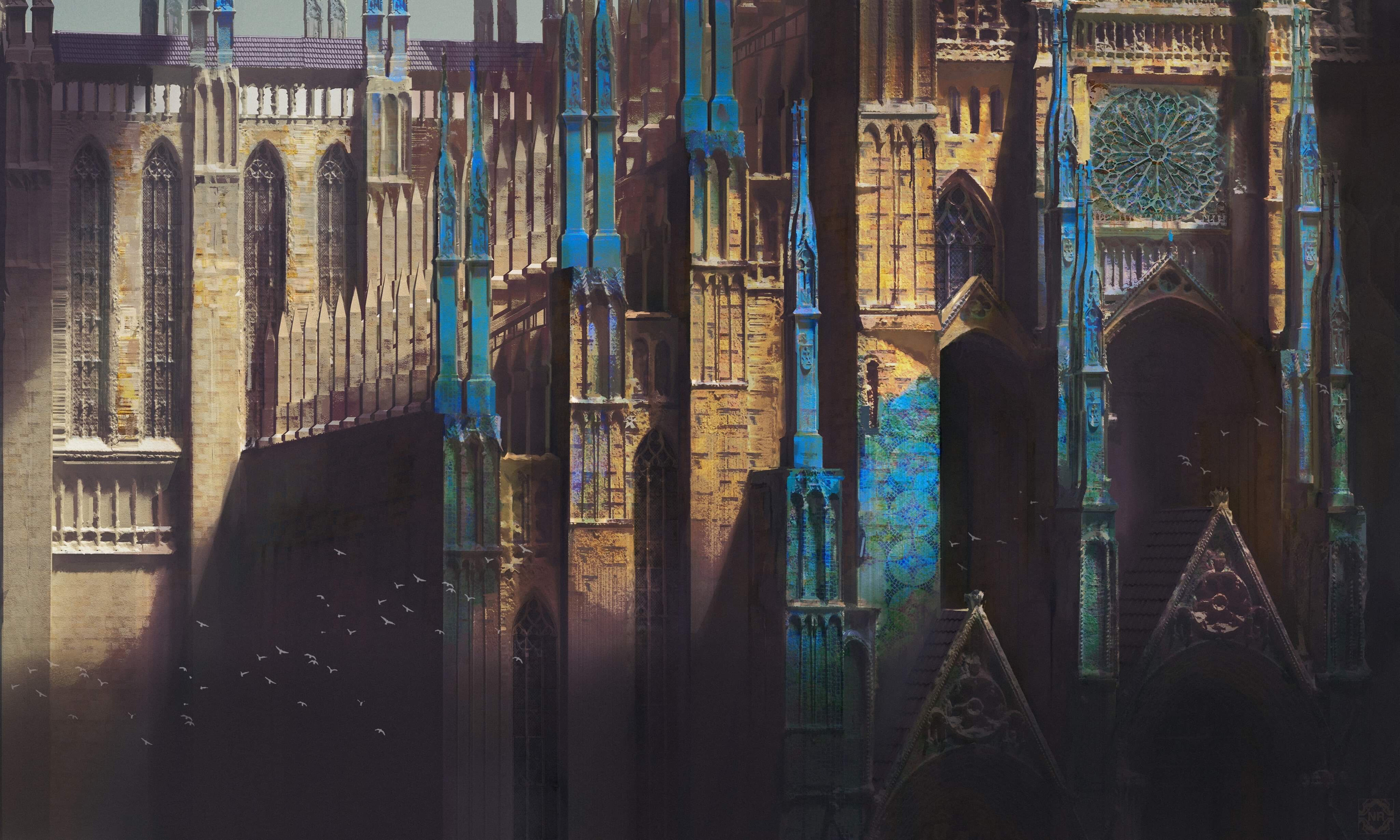 唯美AI艺术 城堡 梦幻建筑 大教堂 梦幻艺术 壁纸 3840×2304