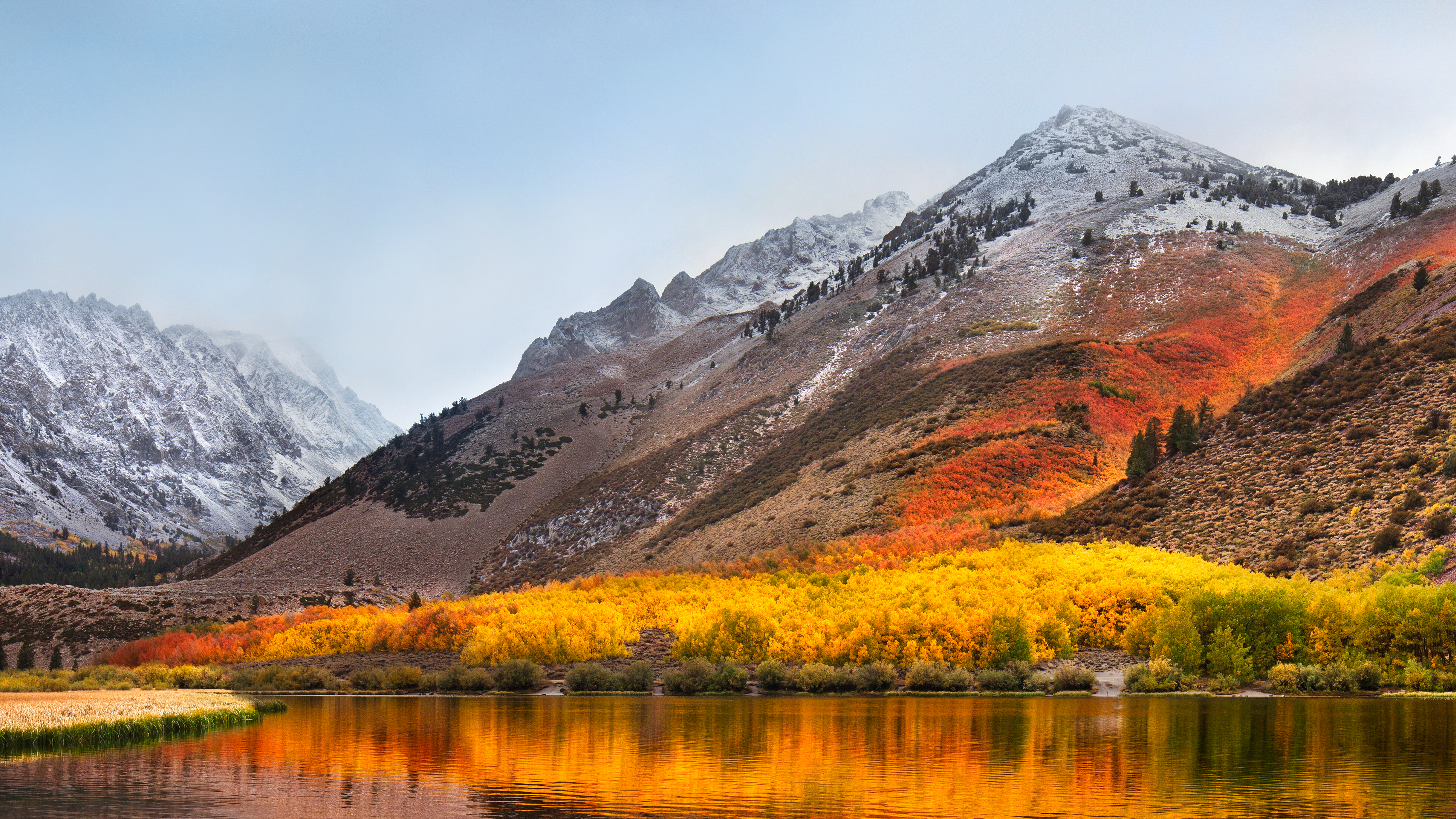 热门自然 山脉 风景 树木 瀑布 水 倒影 桌面壁纸 5120×2880