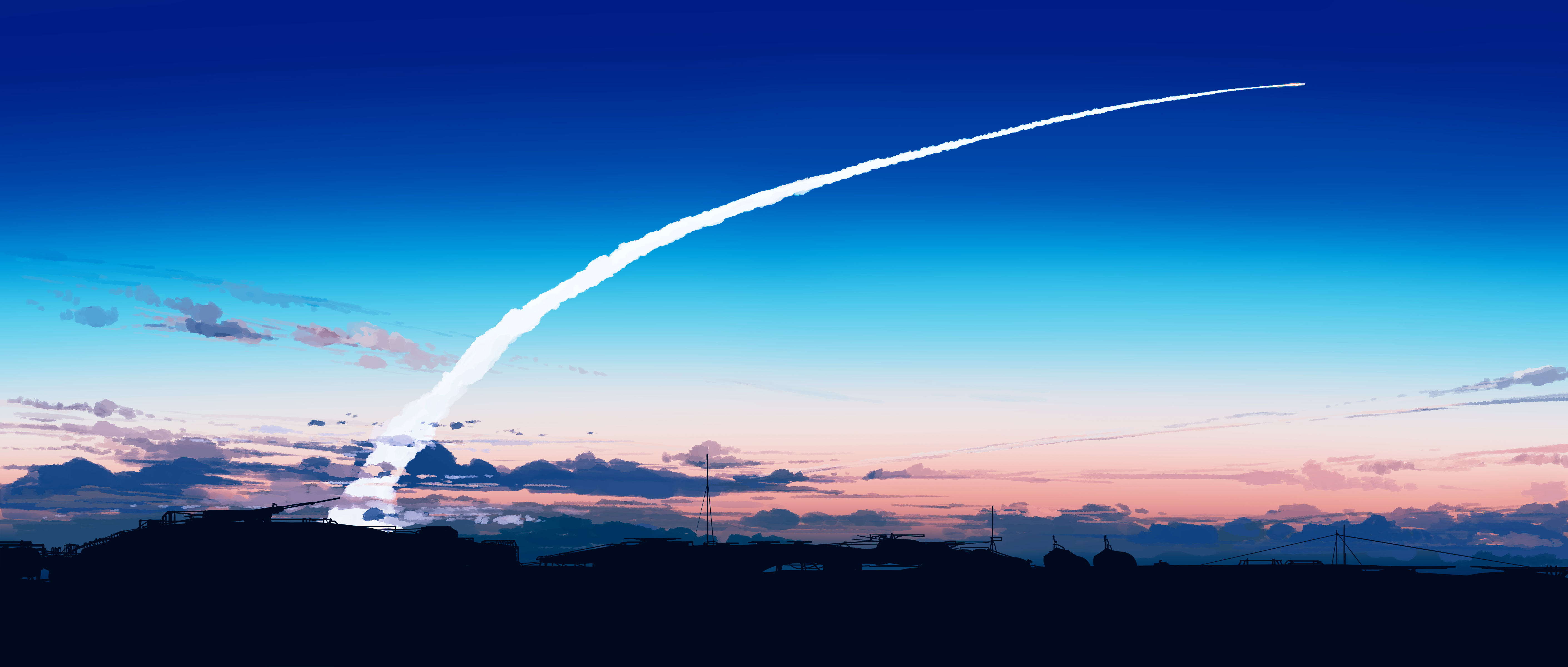 优雅 AI艺术 图片 插图 绘画 风景 云 天空 简单背景 极简主义 壁纸 5640×2400
