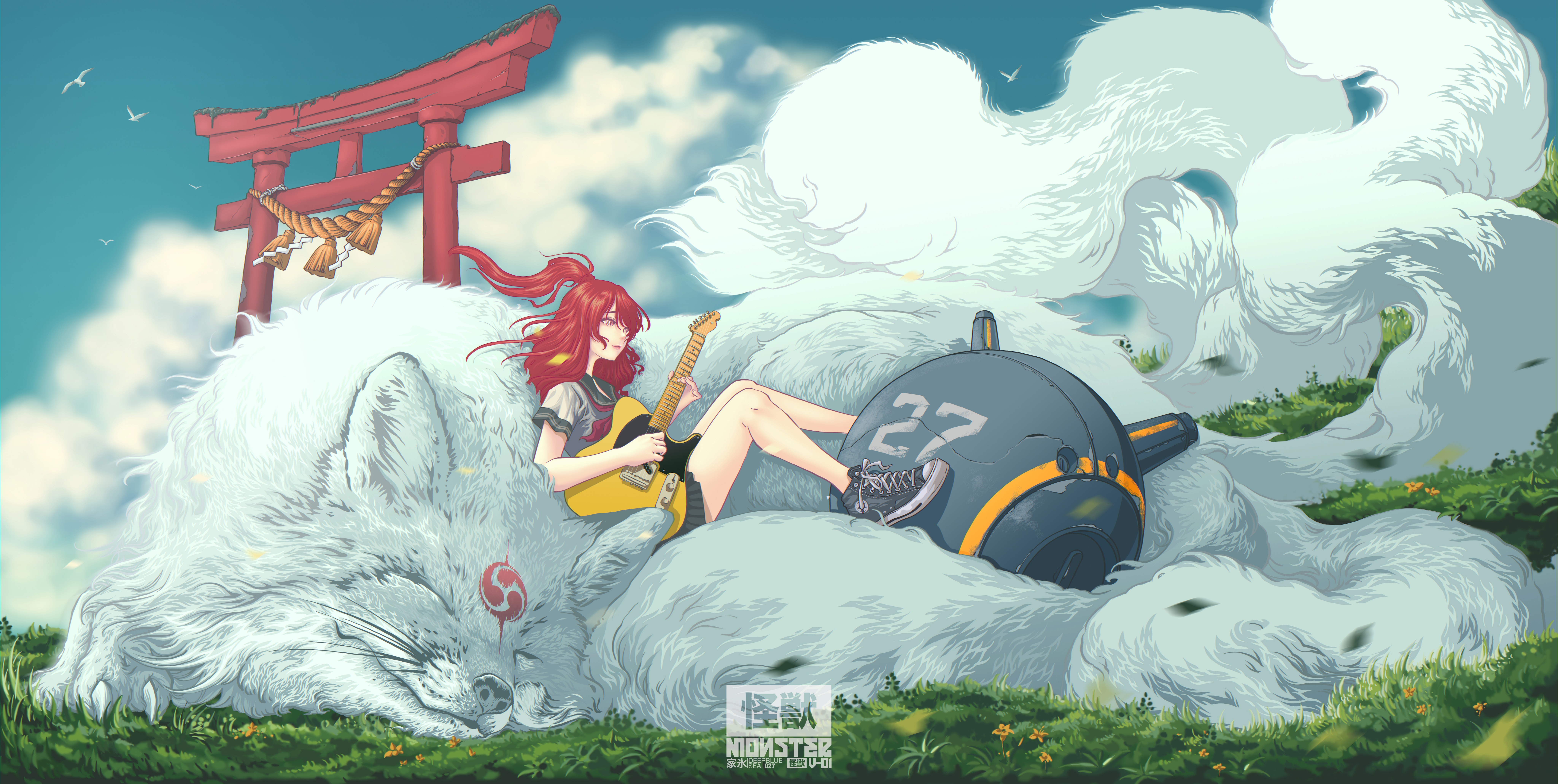 AI艺术 插图 角色设计 赛博朋克 奇幻艺术 鸟取 动物 巨人 云 壁纸 8192×4124