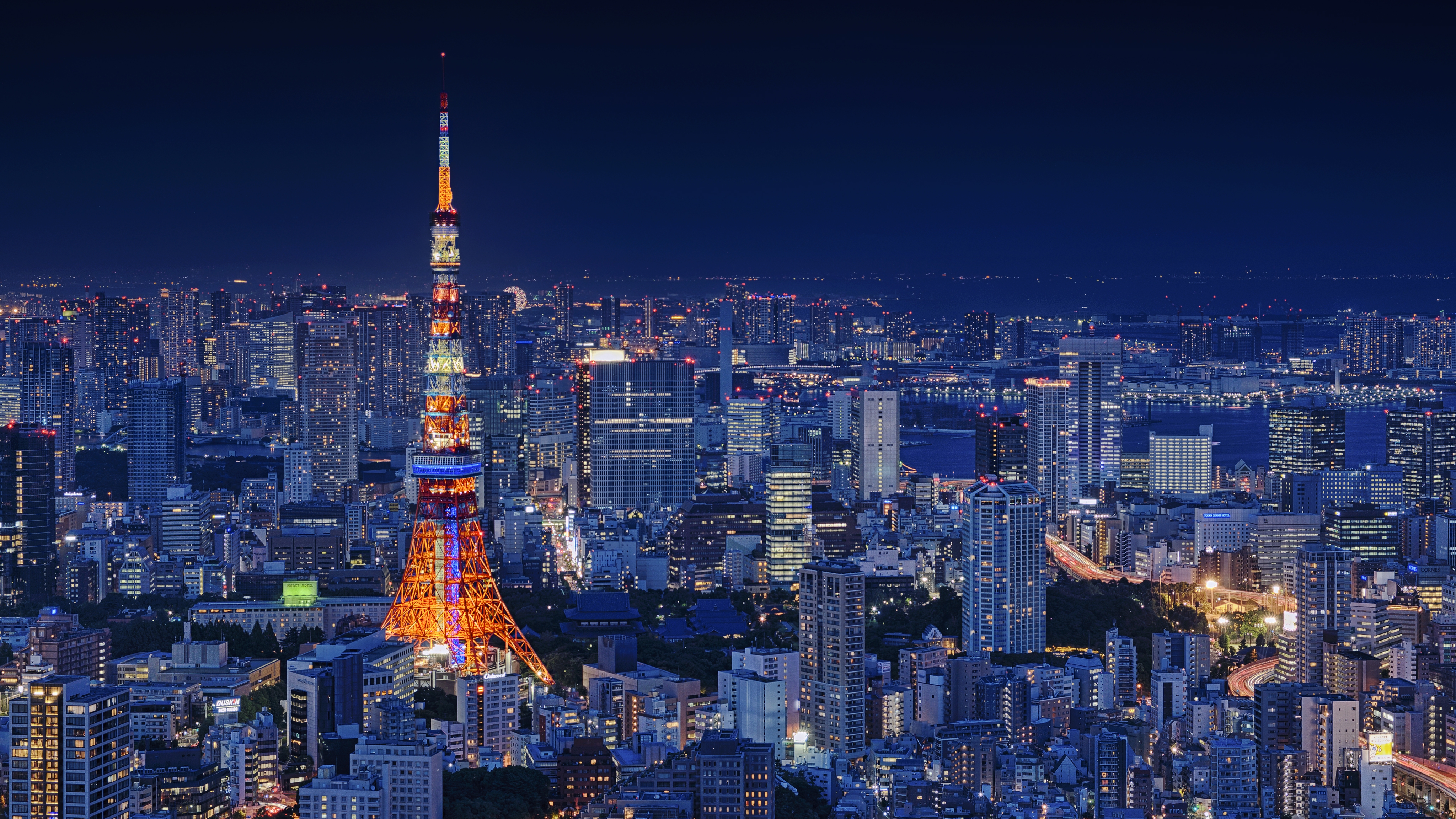 城市 东京 东京塔 景观 夜景 高清壁纸 4096×2304