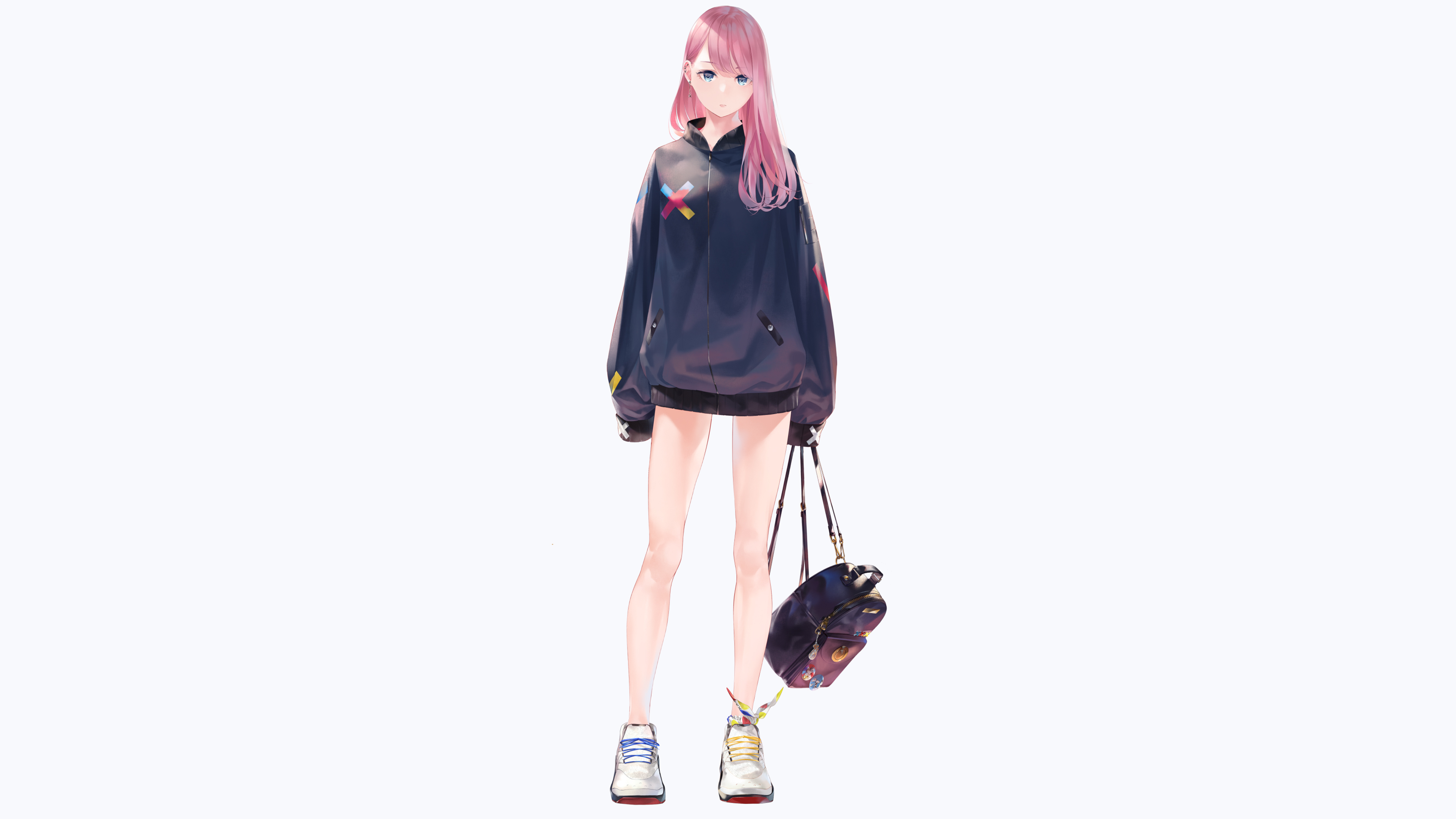 原创 人物 粉色头发 蓝眼睛 动漫 女孩 4K高清壁纸 3840×2160