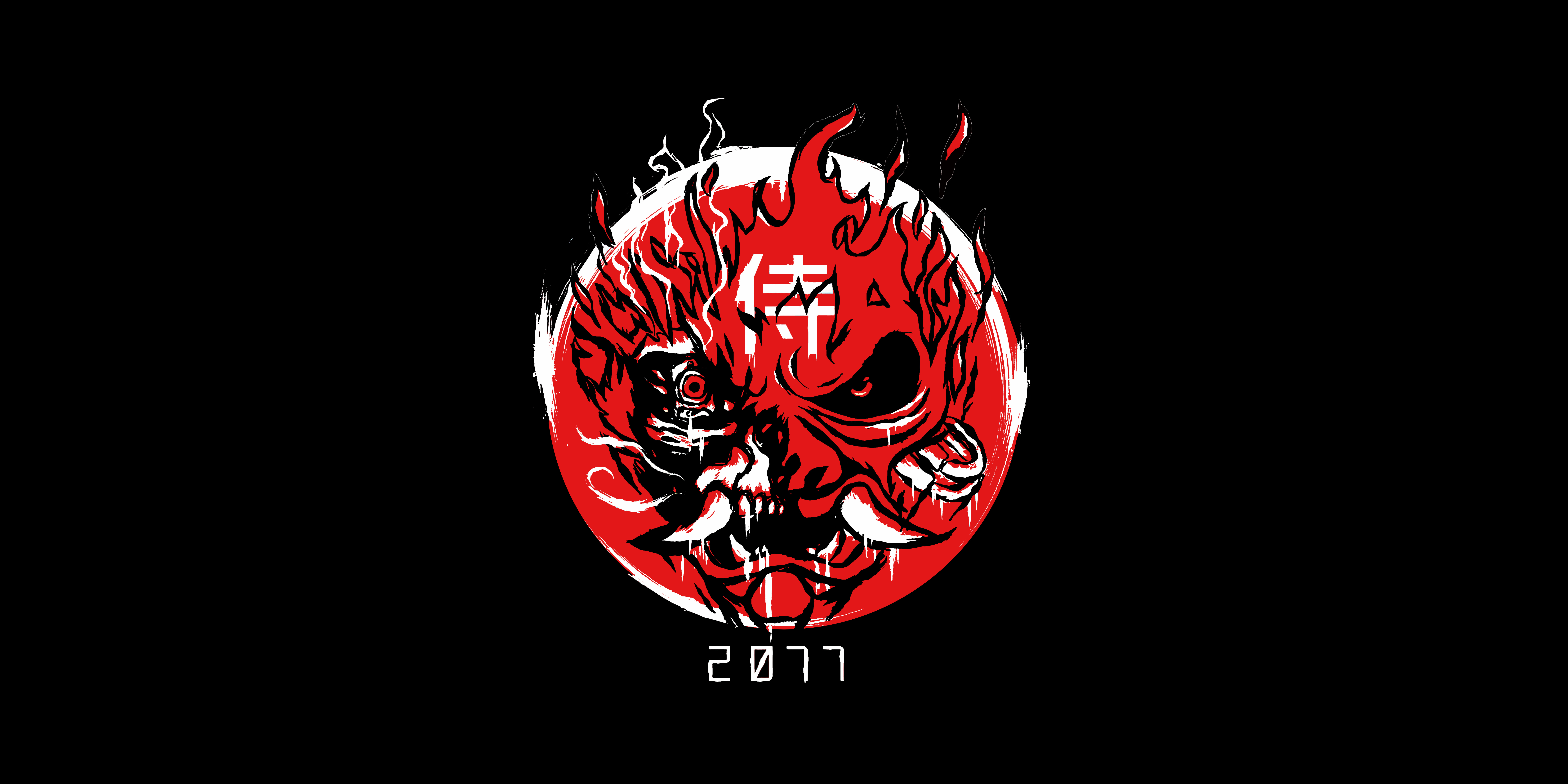 唯美赛博朋克 红 战士 恶魔 数字 手机壁纸 8192×4096