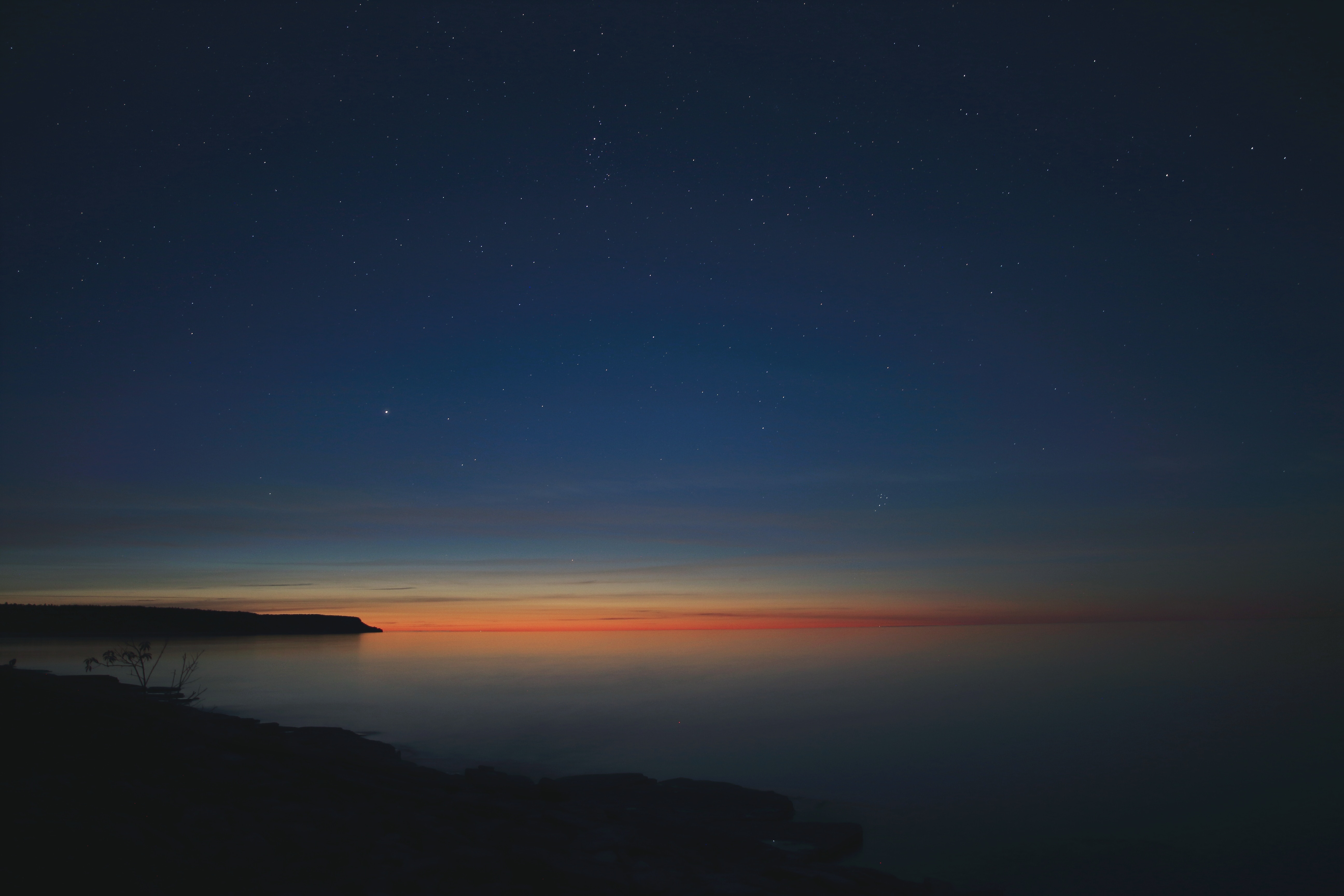 热门日落 水 星夜 风景 星星 桌面壁纸 5184×3456