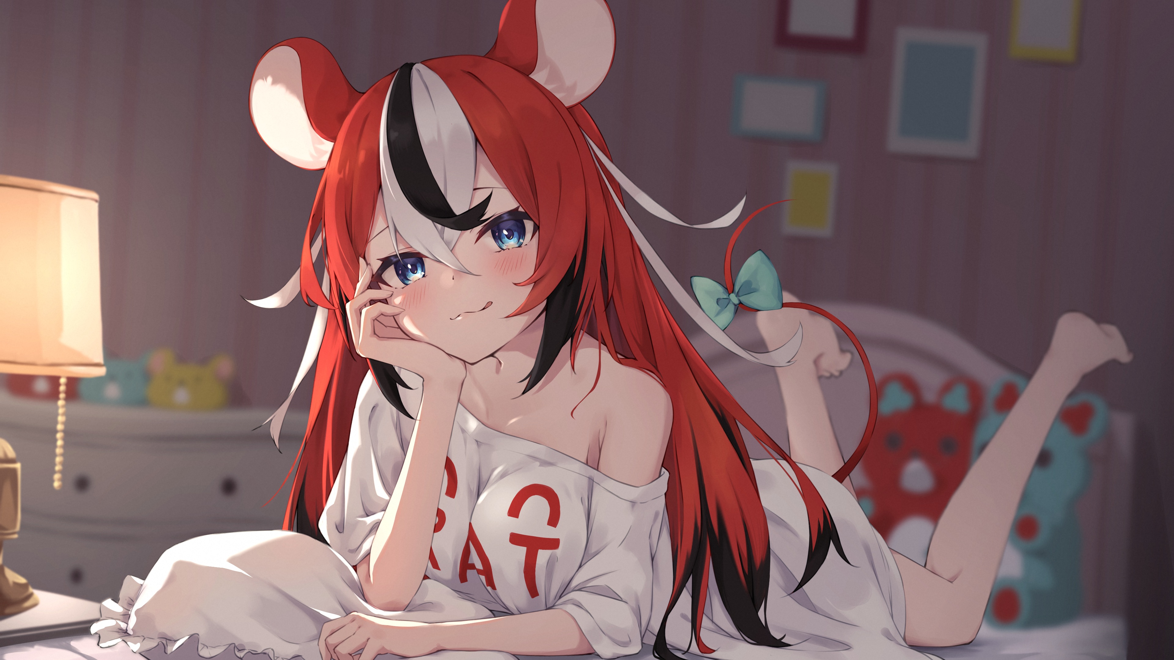 绚丽动漫 女孩 全息 虚拟 兽耳 尾巴 壁纸 3840×2160