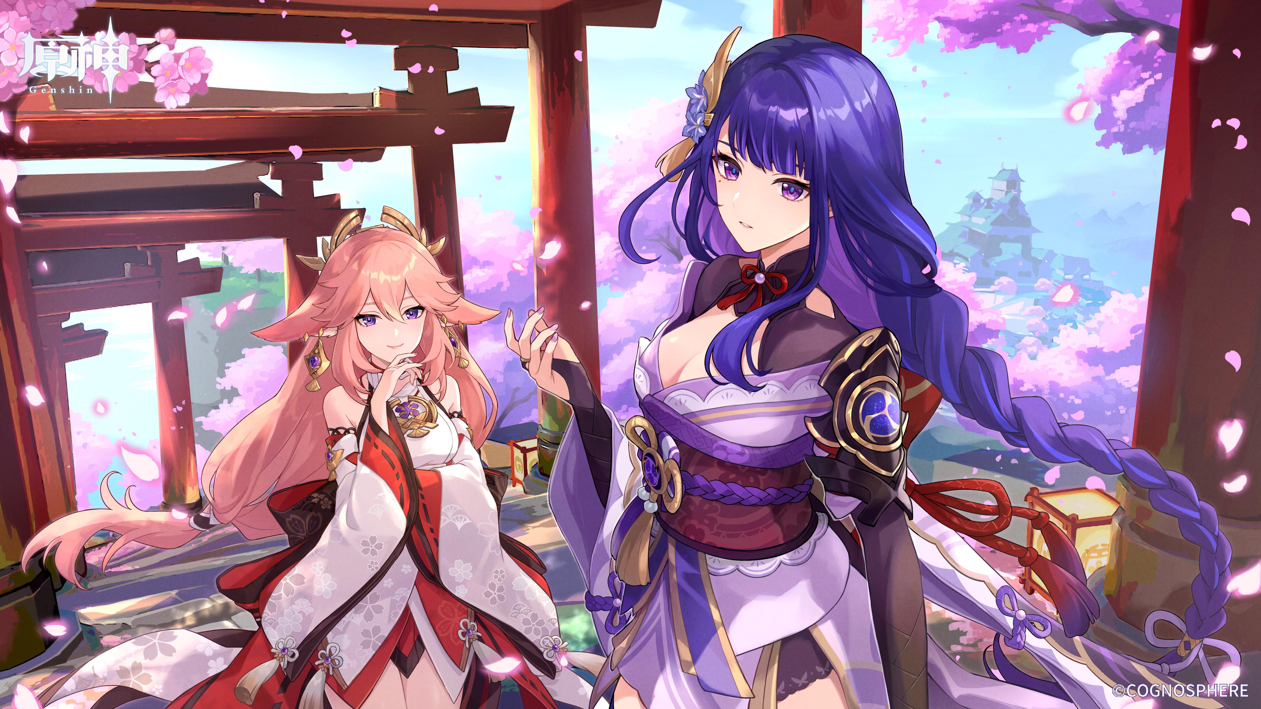 热门原神 辫子 动漫 女孩 花瓣 4K壁纸 4096×2304