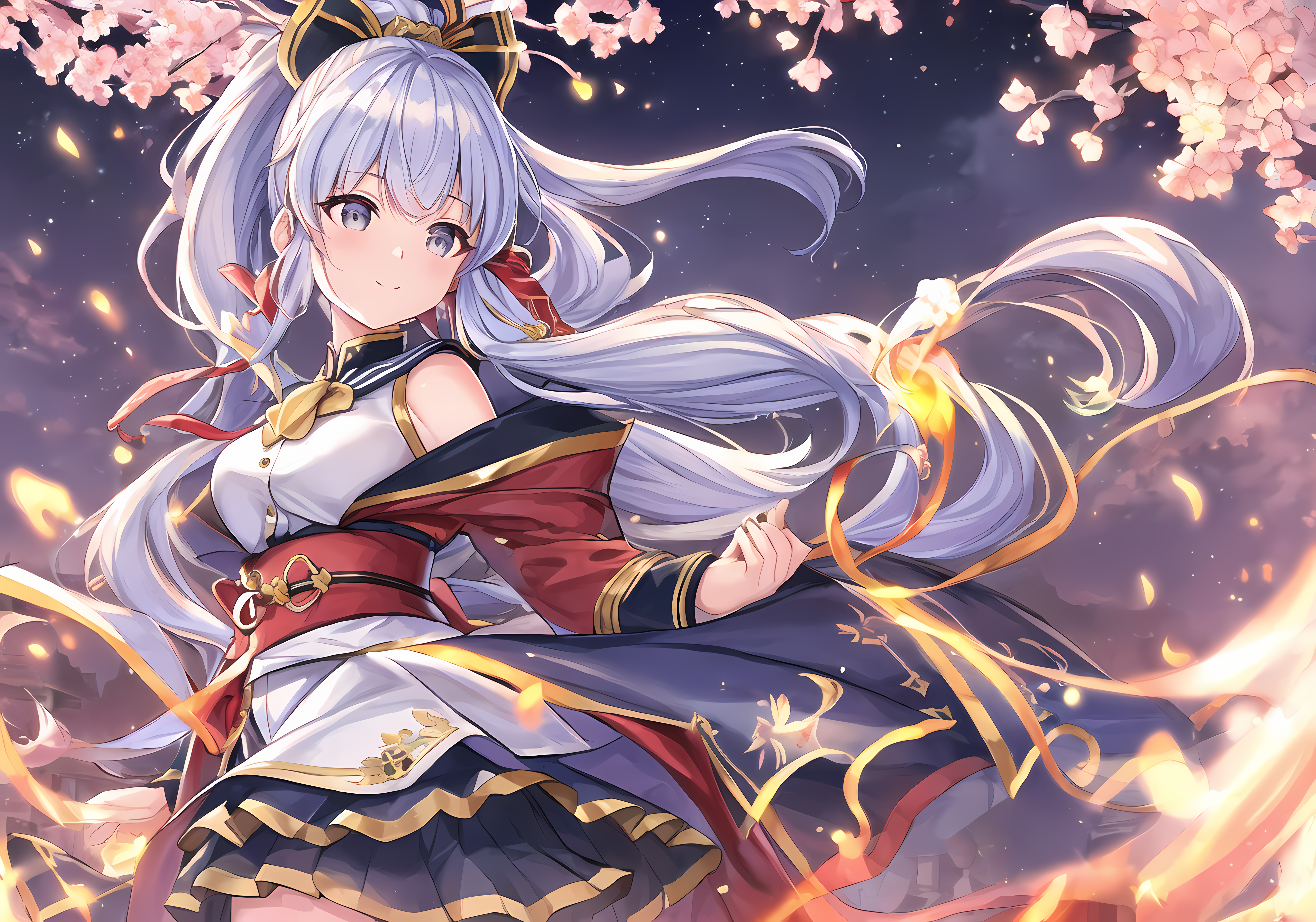 蓝头发 蓝眼睛 动漫 女孩 原神 龟里亚卡 鲜花 花瓣 壁纸 5120×3584