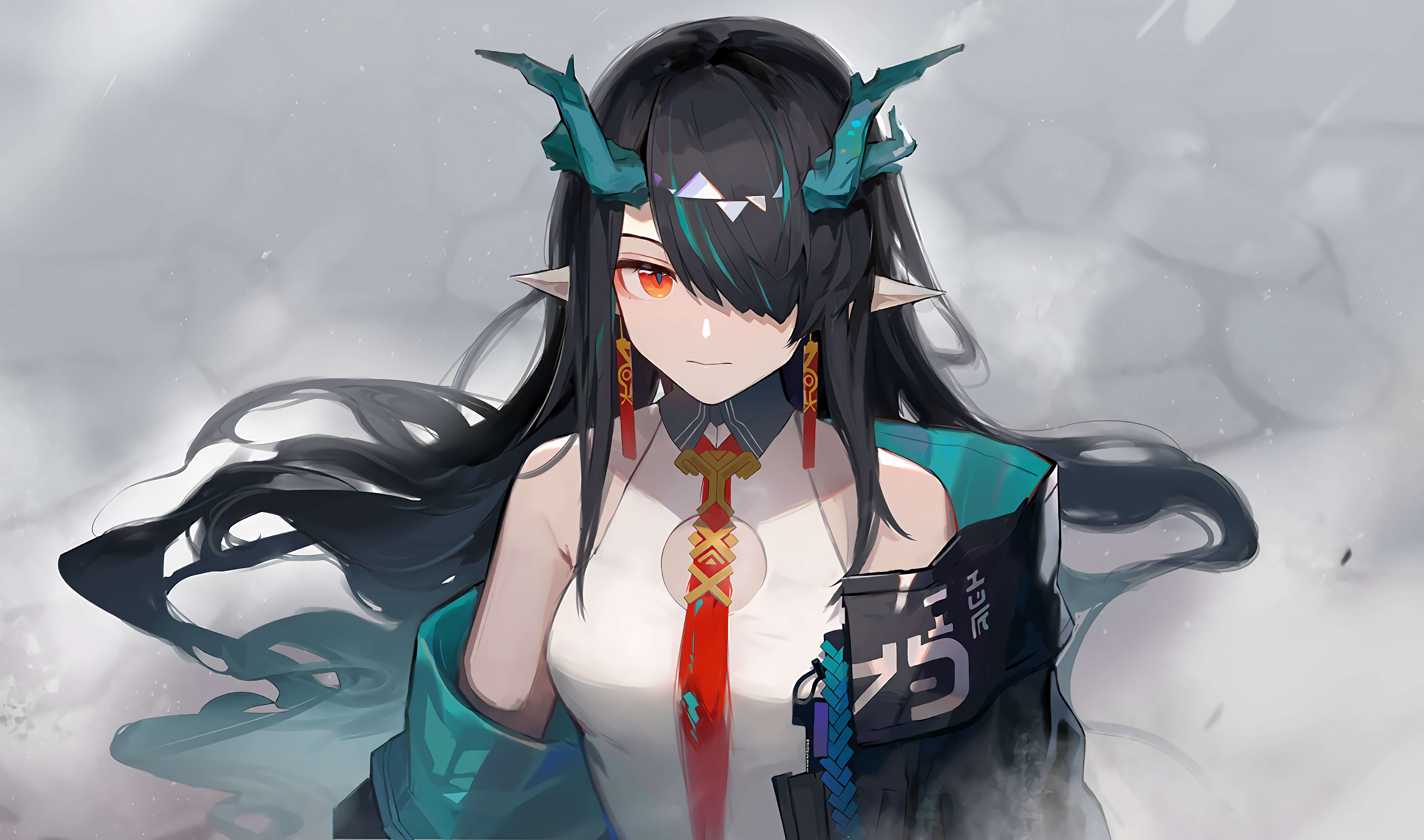 花娘 黑图 武士 动漫 女孩 游戏 艺术作品 黄昏 龙女 壁纸 9525×5619