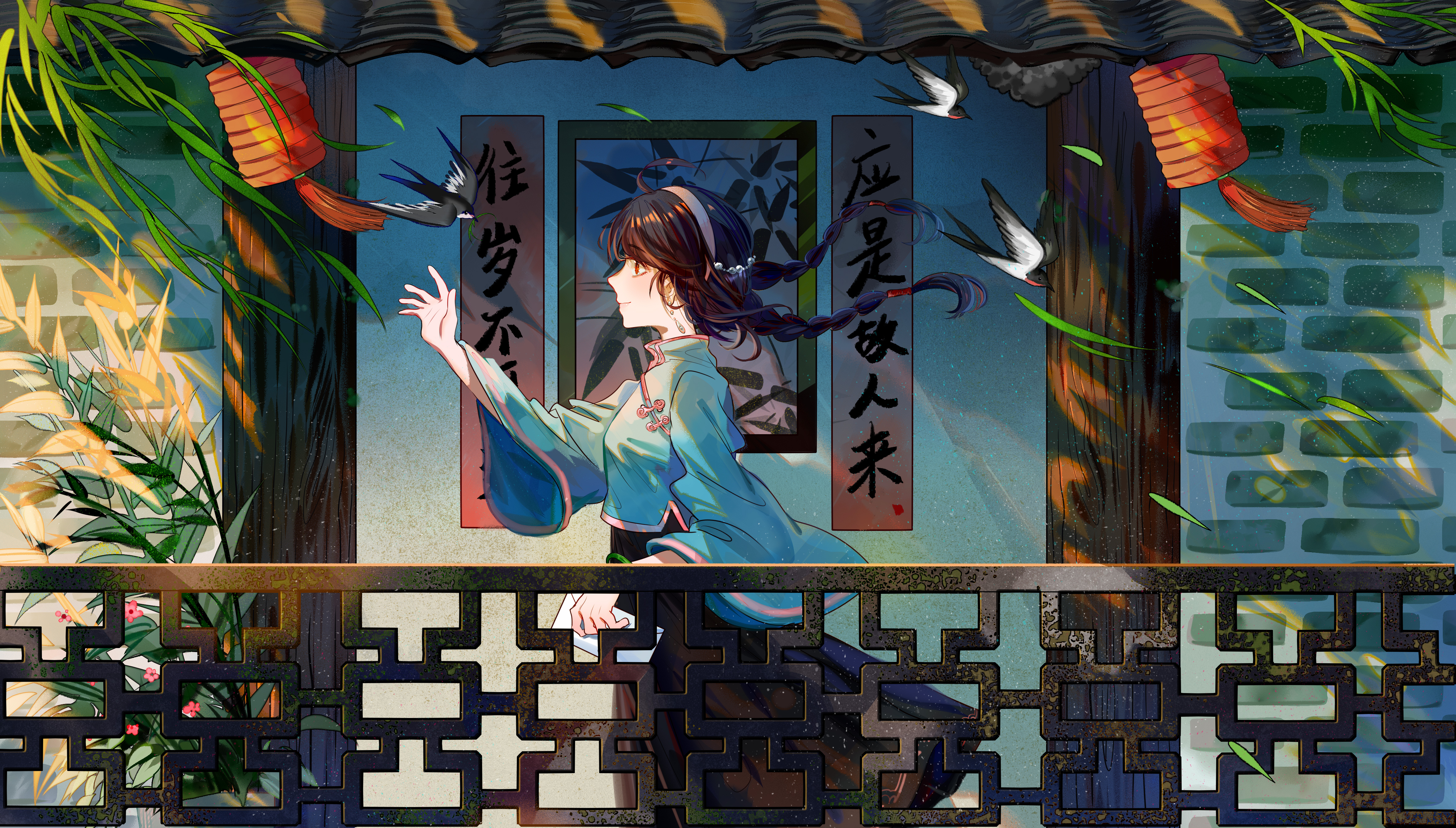 经典动漫 女孩 民国服装 校服 国风 汉服 壁纸 4724×2687