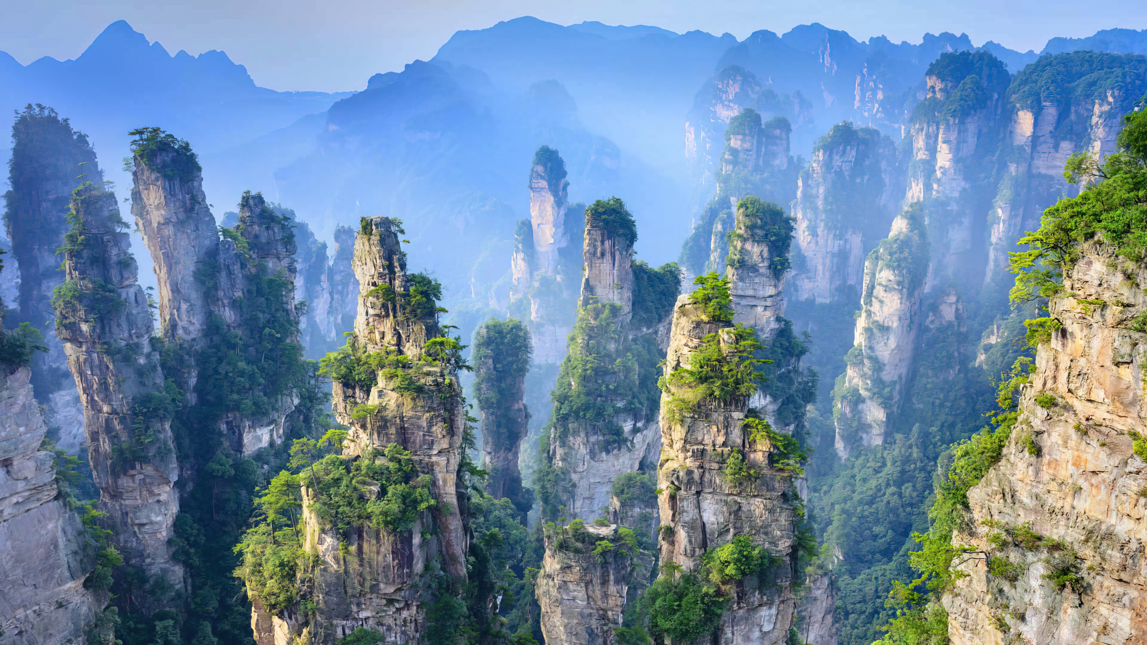 高清山脉 盆山 自然 世界遗产 遗产 国家公园 晴朗 天空 风景 树木 云 悬崖 壁纸 3840×2160