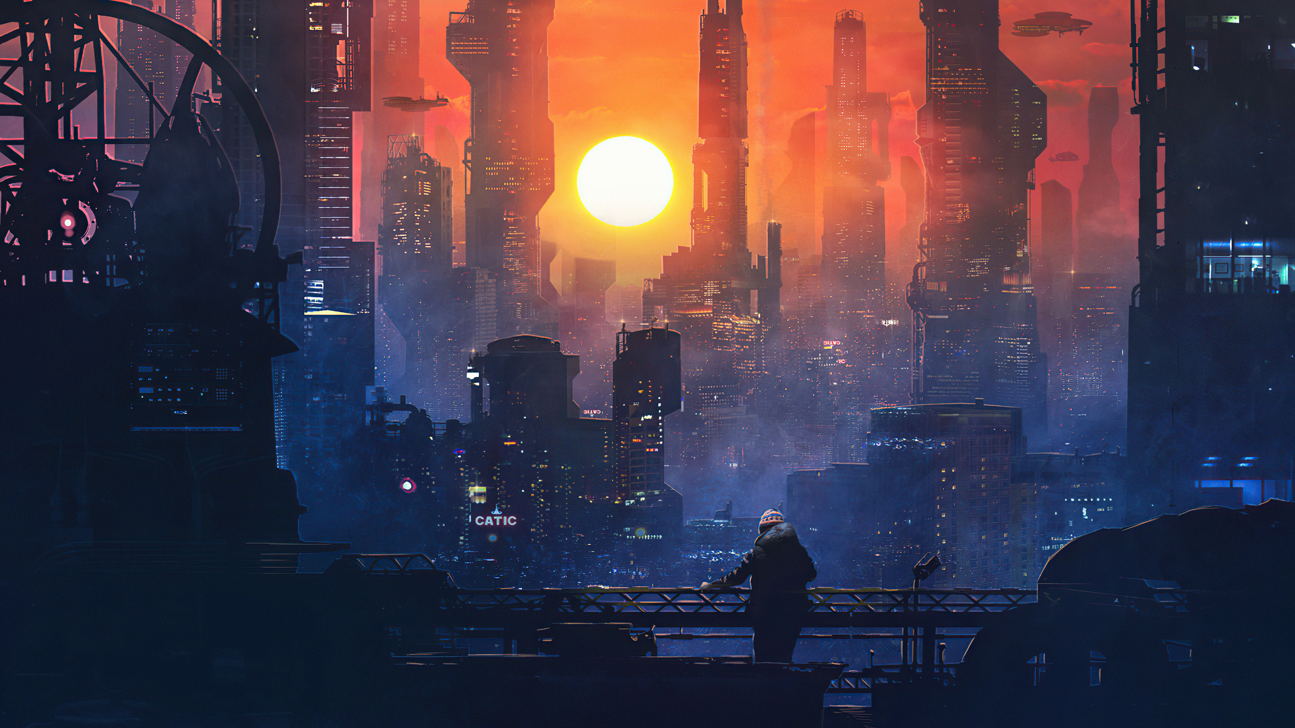 AI艺术 插图 景观 城市 未来主义 摩天大楼 建筑 阳光 无水印壁纸 5120×2880