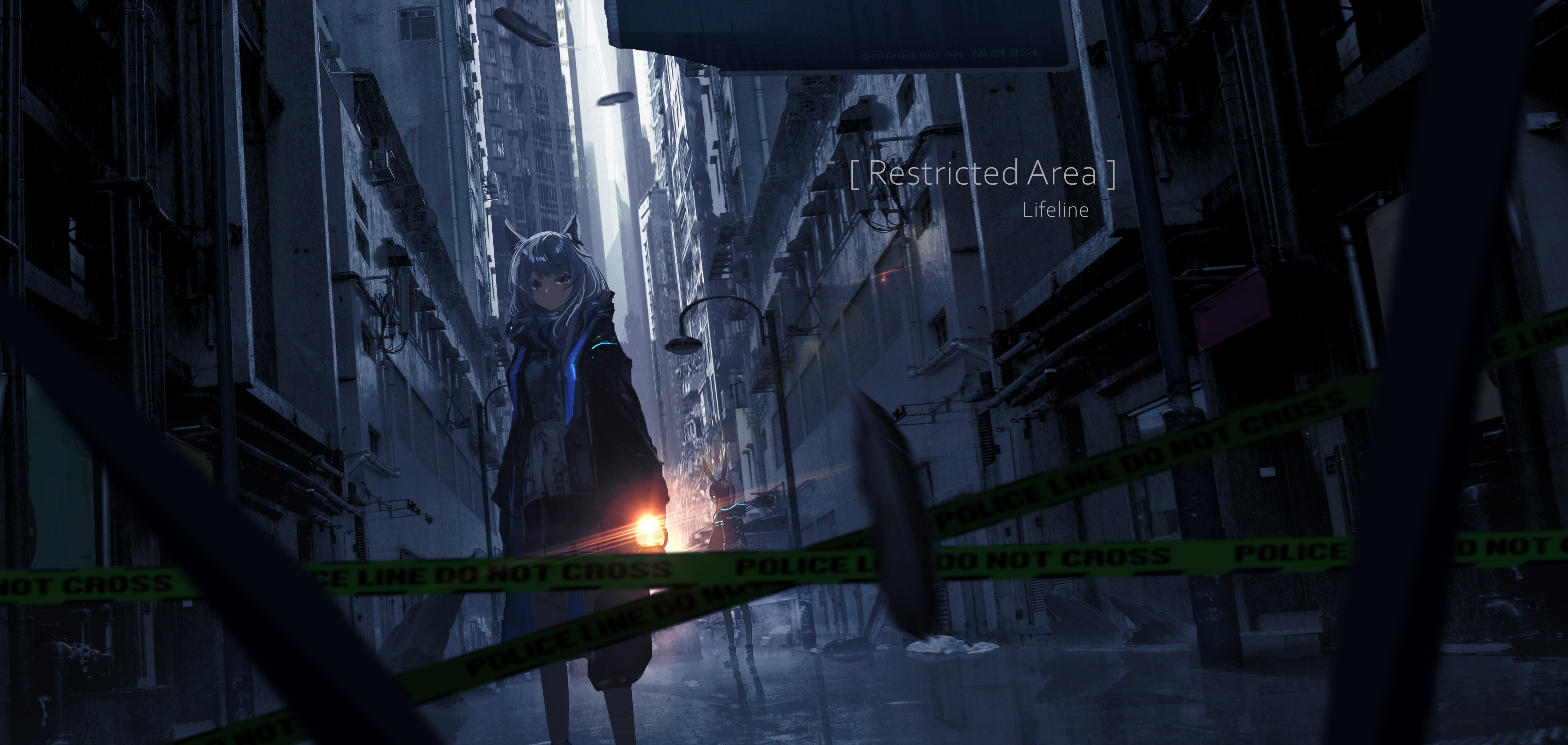 生命线 动漫 女孩 AI艺术 警用 胶带 建筑 壁纸 4800×2280