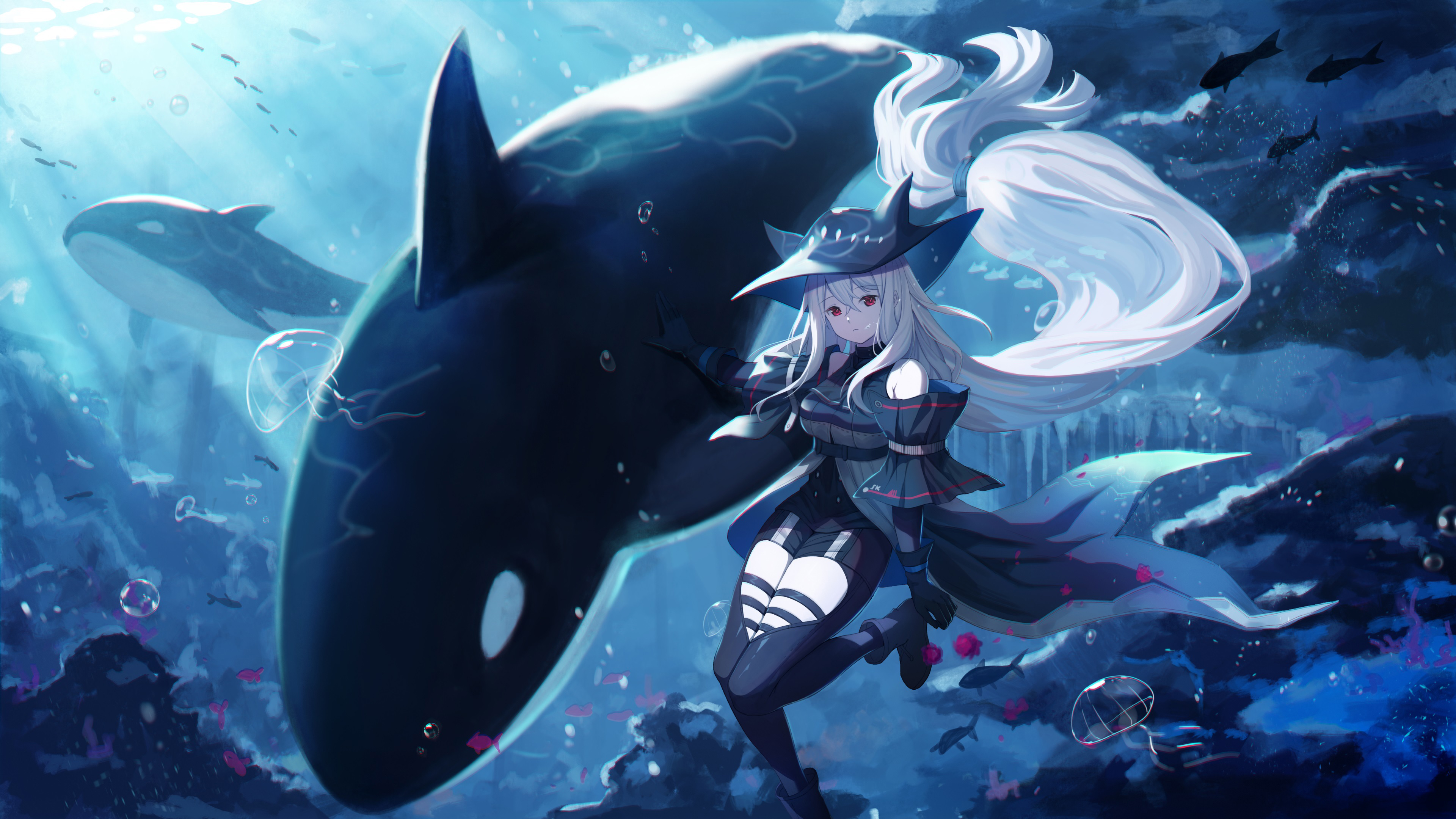卑鄙 长发 动漫 女孩 神枪手 斯卡迪 虎鲸 4K高清壁纸 3840×2160