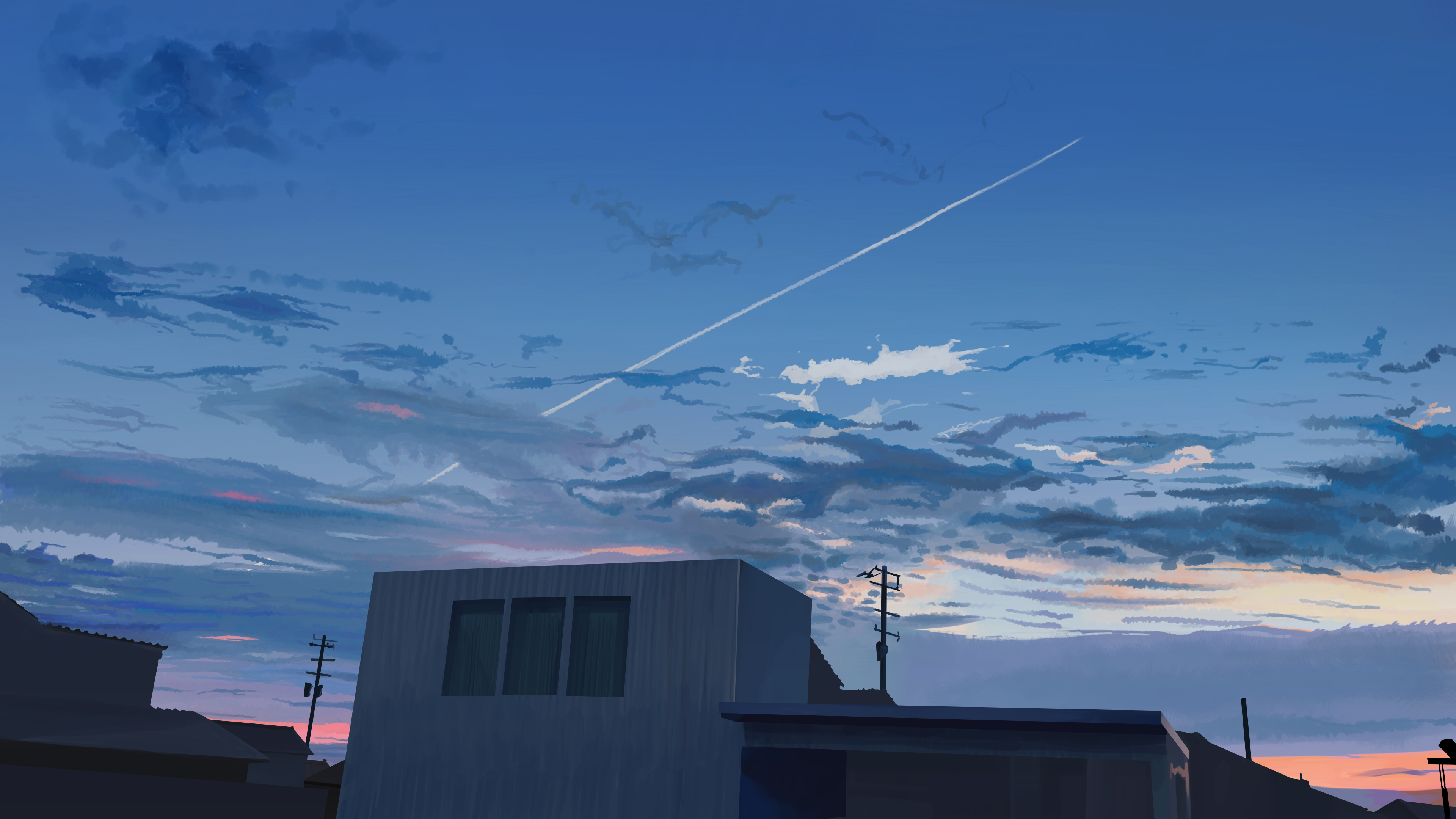 唯美天空 云 建筑 AI艺术 桌面壁纸 3840×2160