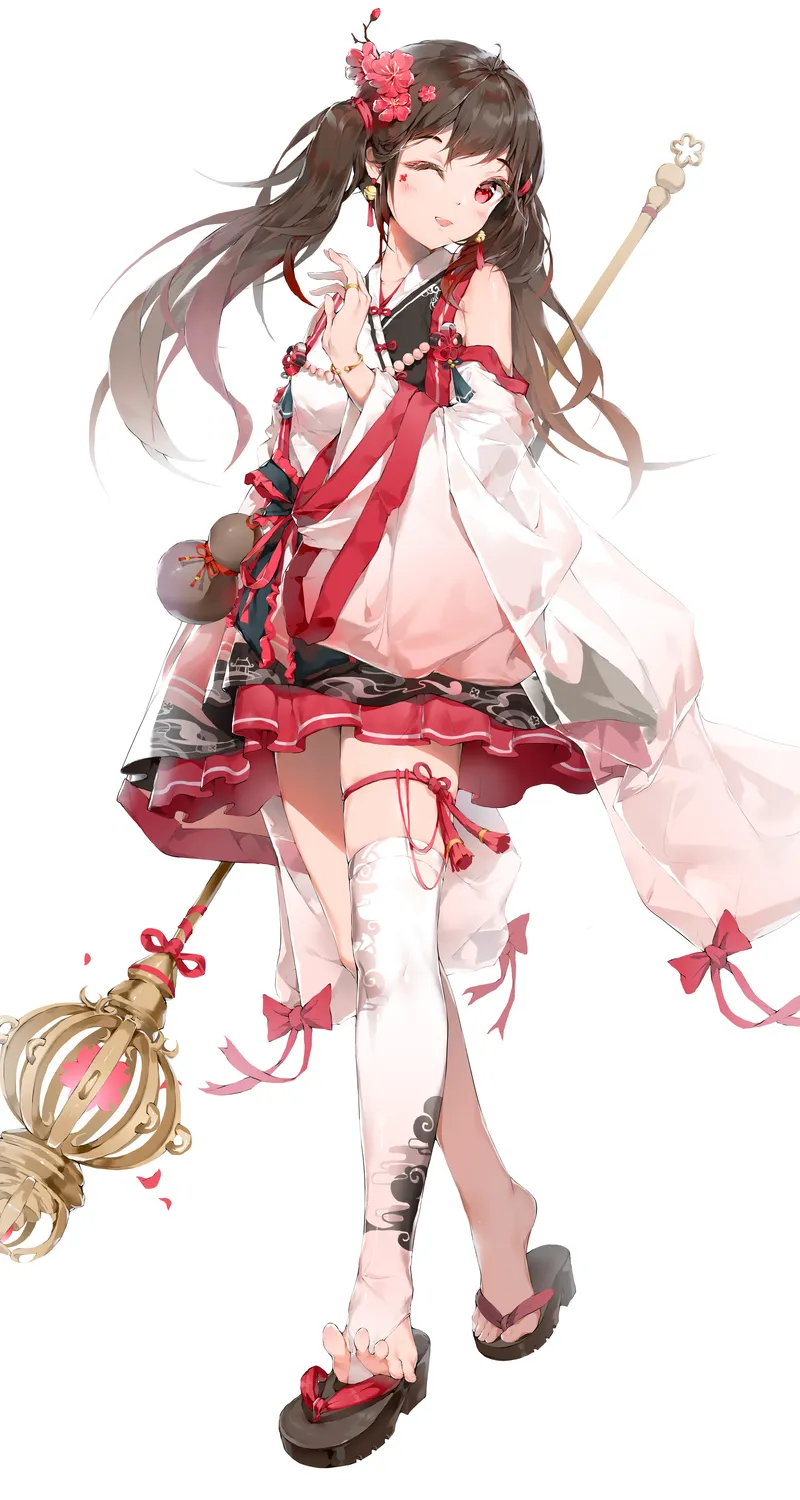 热门菩提武圣花 菩提 动漫 女孩 极简主义 白色背景 简单背景 手机 高清壁纸 5040×7128