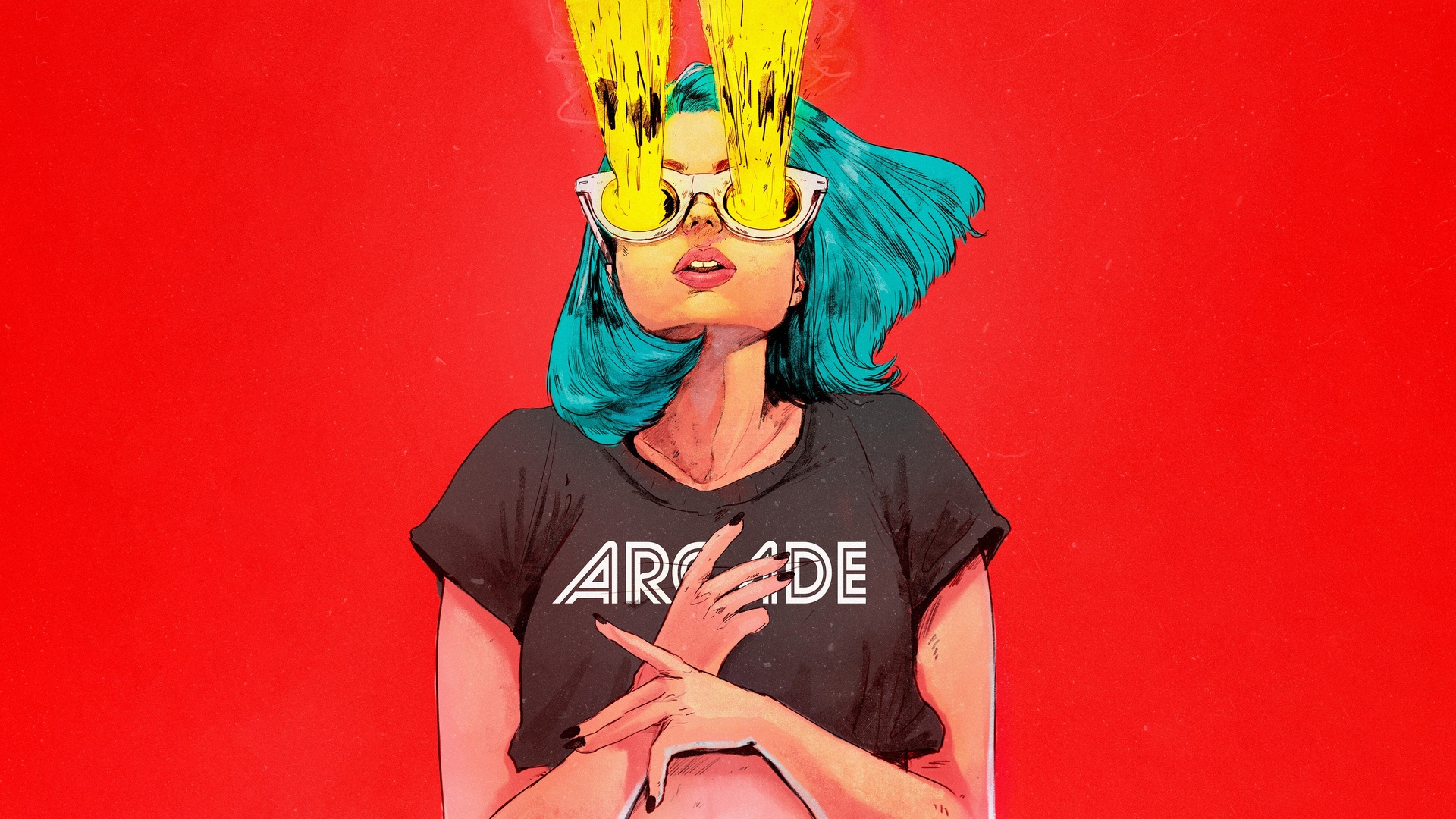 妇女 红色背景 简单的背景 恤 手机壁纸 4000×2220