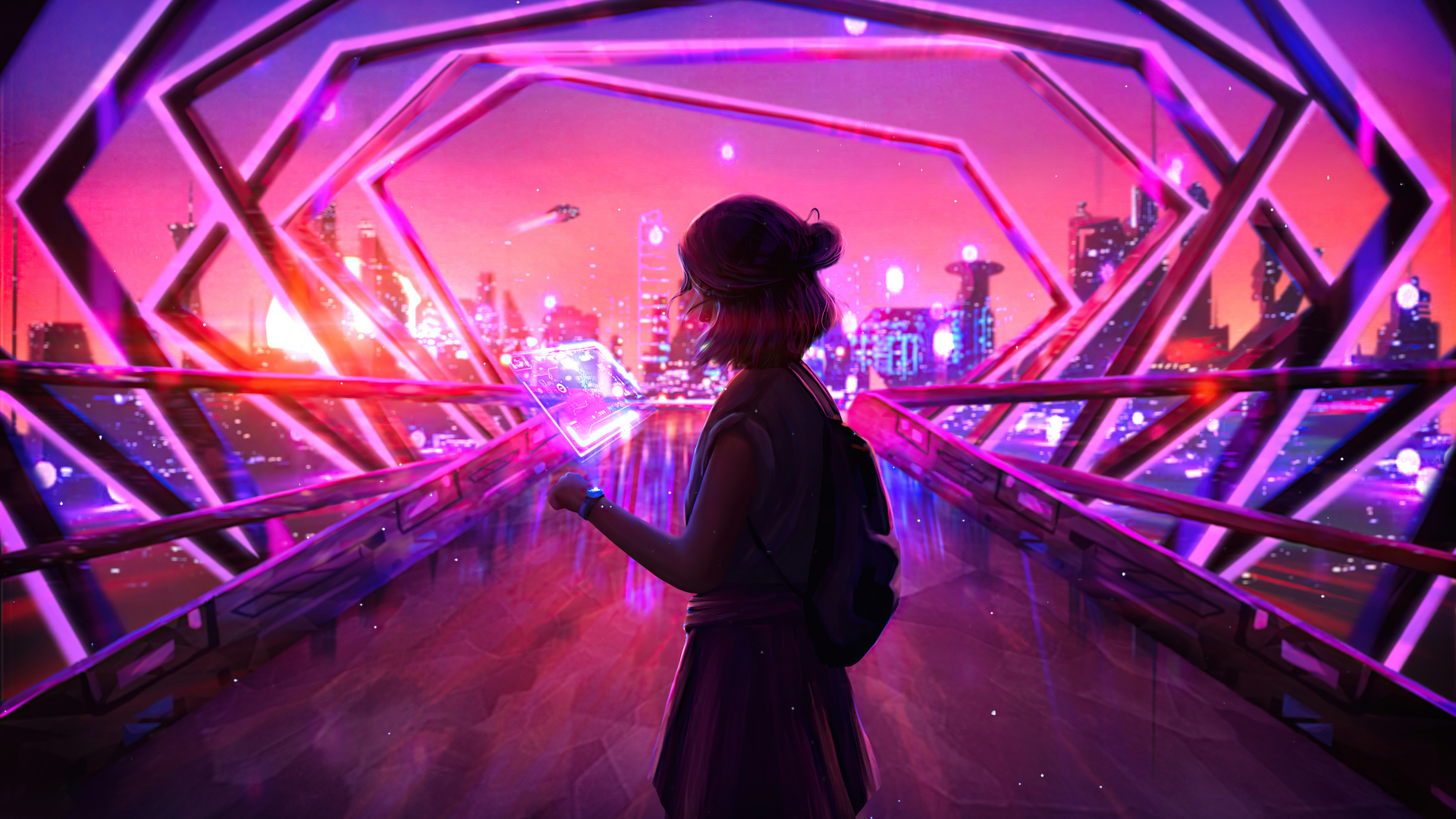 精选女性 玛丽 数字绘画 科幻小说 城市景观 艺术状态 AI艺术 壁纸 5120×2880
