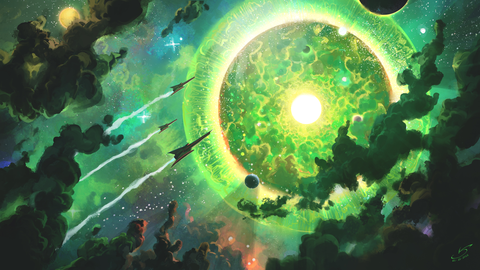 维多销售 插图 太空 太空艺术 伽利 恒星 星云 宇宙飞船 科幻小说 AI艺术 手机壁纸 3840×2160