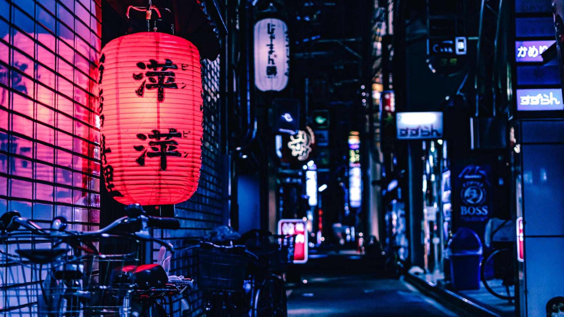 摄影 午夜 夜晚 街道 商店 对比度 自行车 壁纸 3840×2160