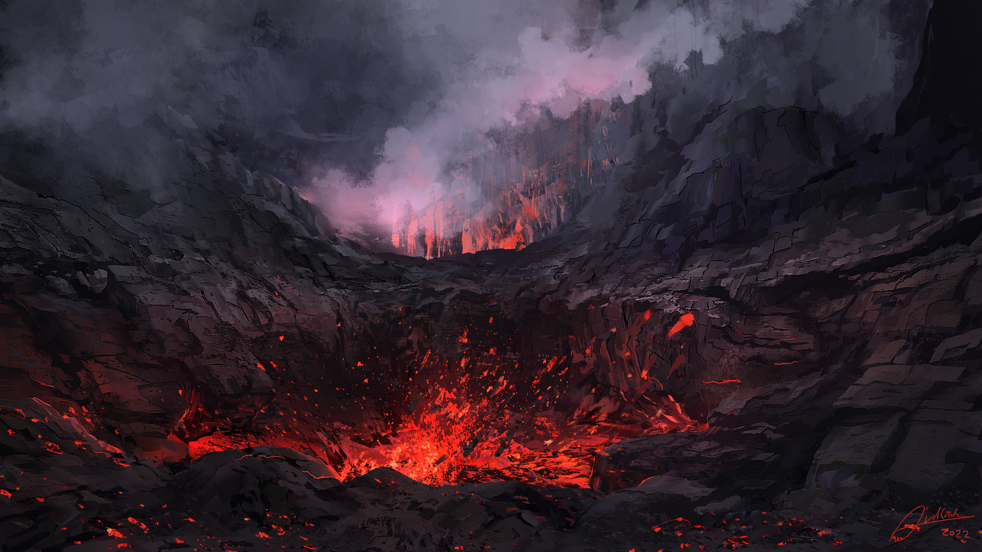 AI艺术 熔岩 火山 喷发 4K高清壁纸 3840×2160