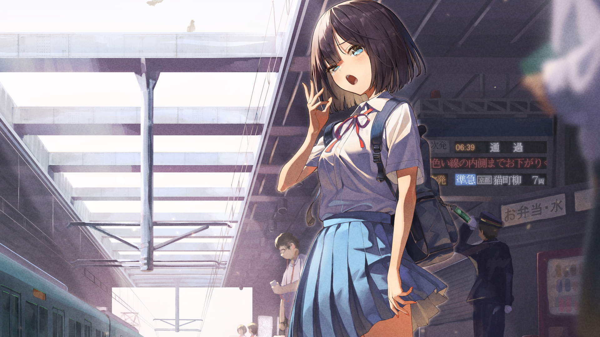唯美卡布 短发 裙子 动漫 动漫女孩 校服 4K壁纸 4331×3348