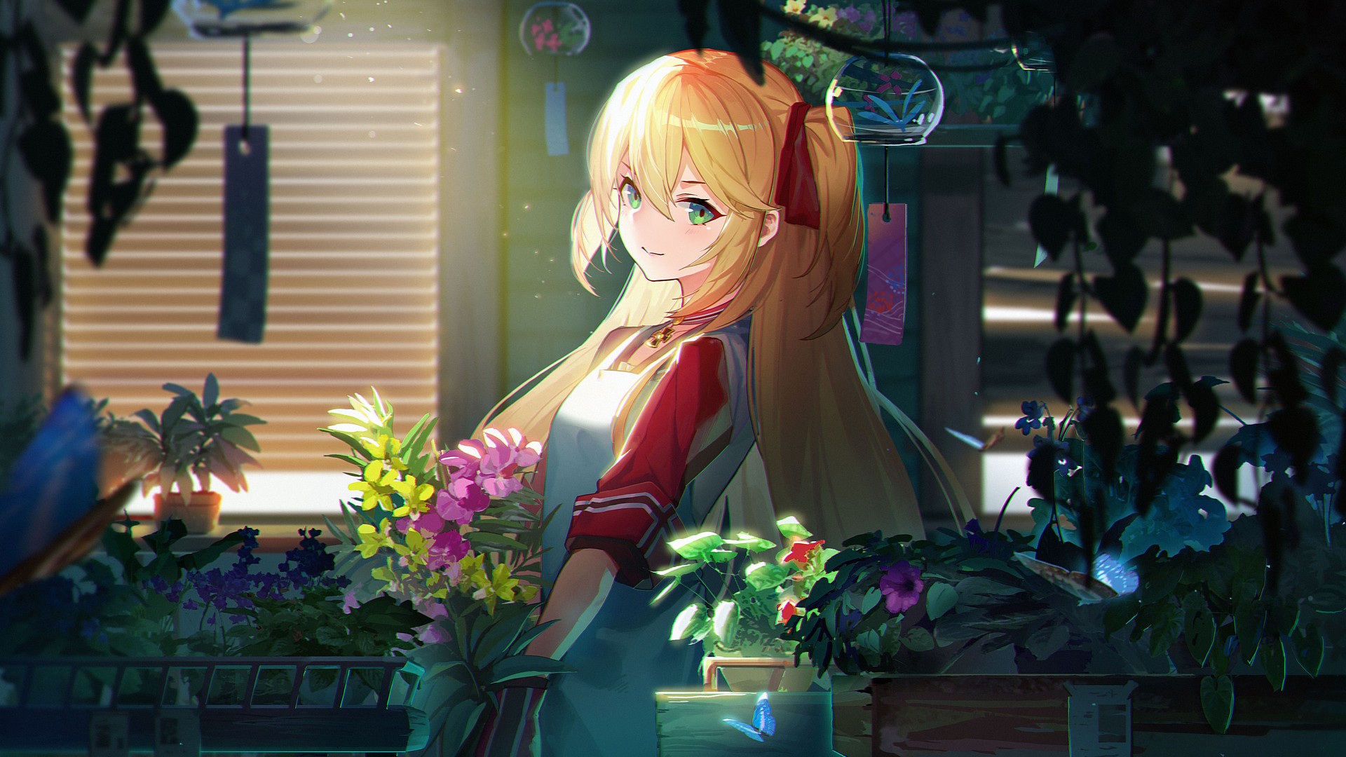 超清动漫少女 动漫 红丝带 绘画 素描 数码艺术 蔚蓝档案 电脑 壁纸 5700×3201