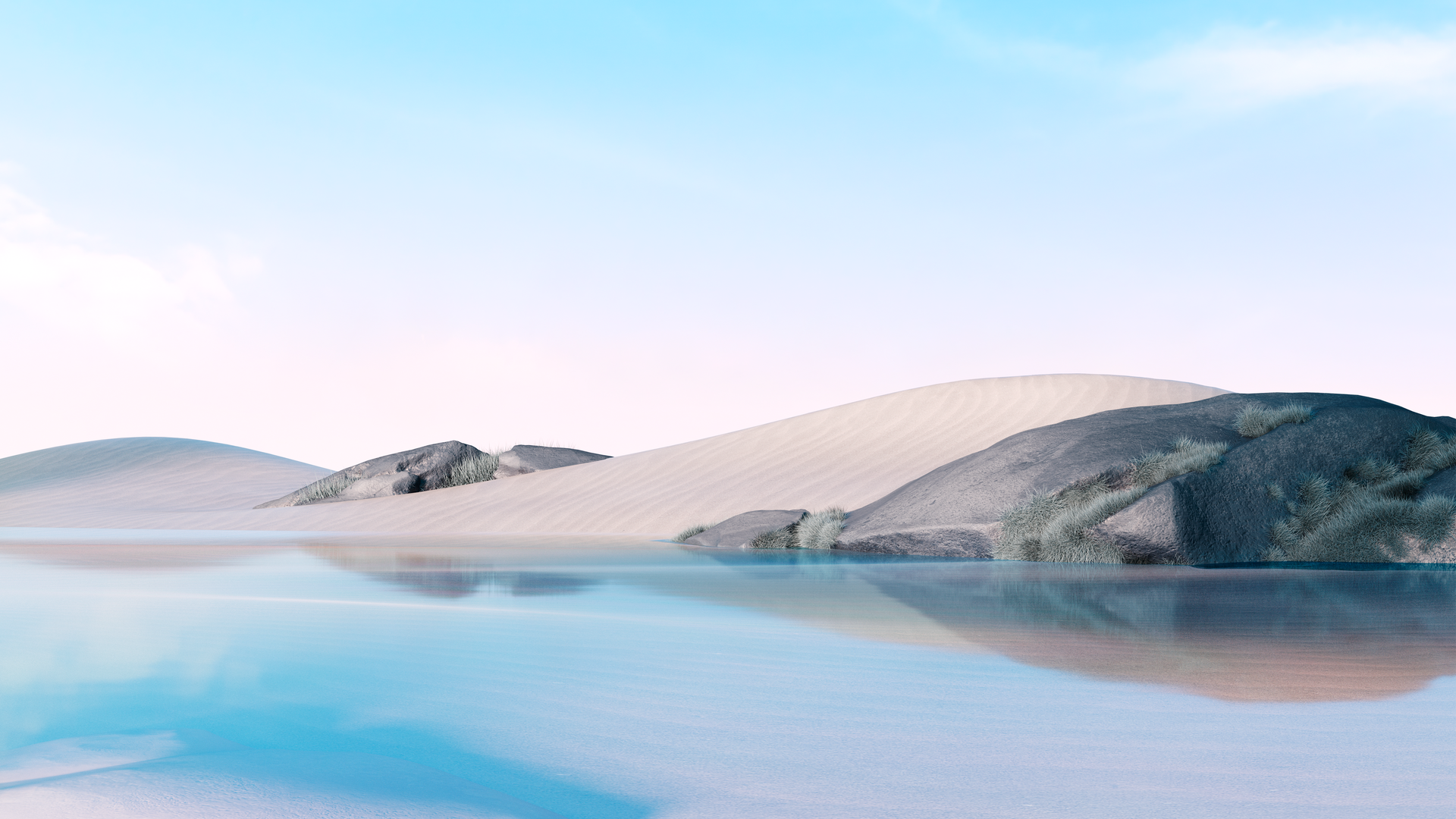海滩 沙丘 天空 岩石 风景 水 自然 梦境 视窗 微软 壁纸 3840×2160