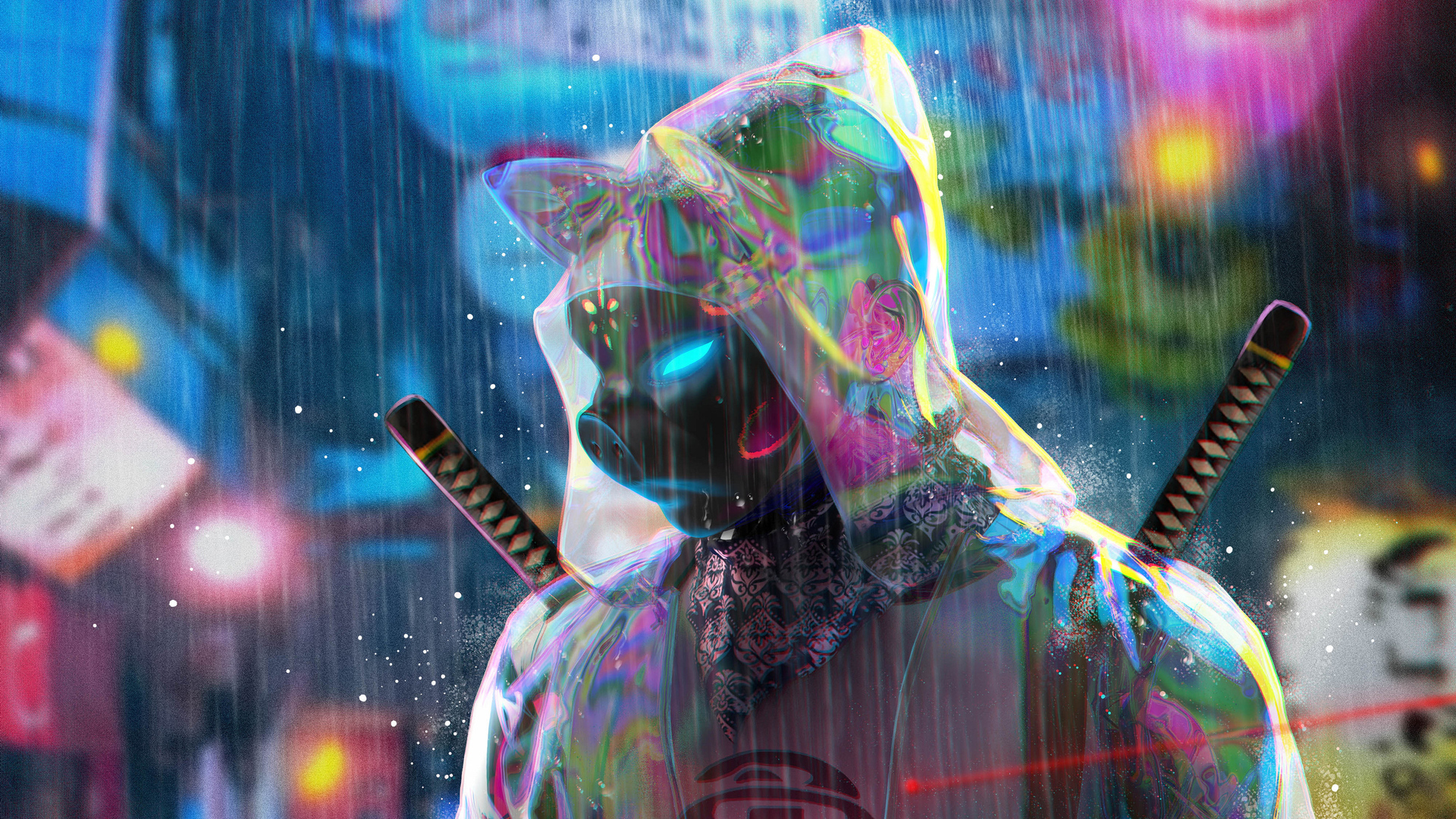 战士 杨拓 科幻 雨 赛博朋克 霓虹灯 屏幕截图 壁纸 3840×2160