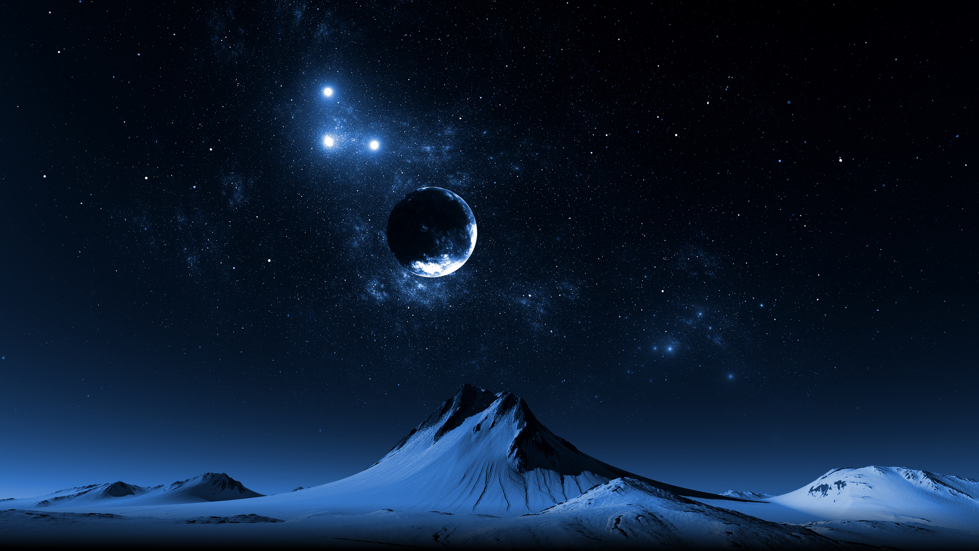 经典催眠 AI艺术 插图 自然 夜景 风景 伽利 星星 山脉 天空 行星 无水印壁纸 3840×2160
