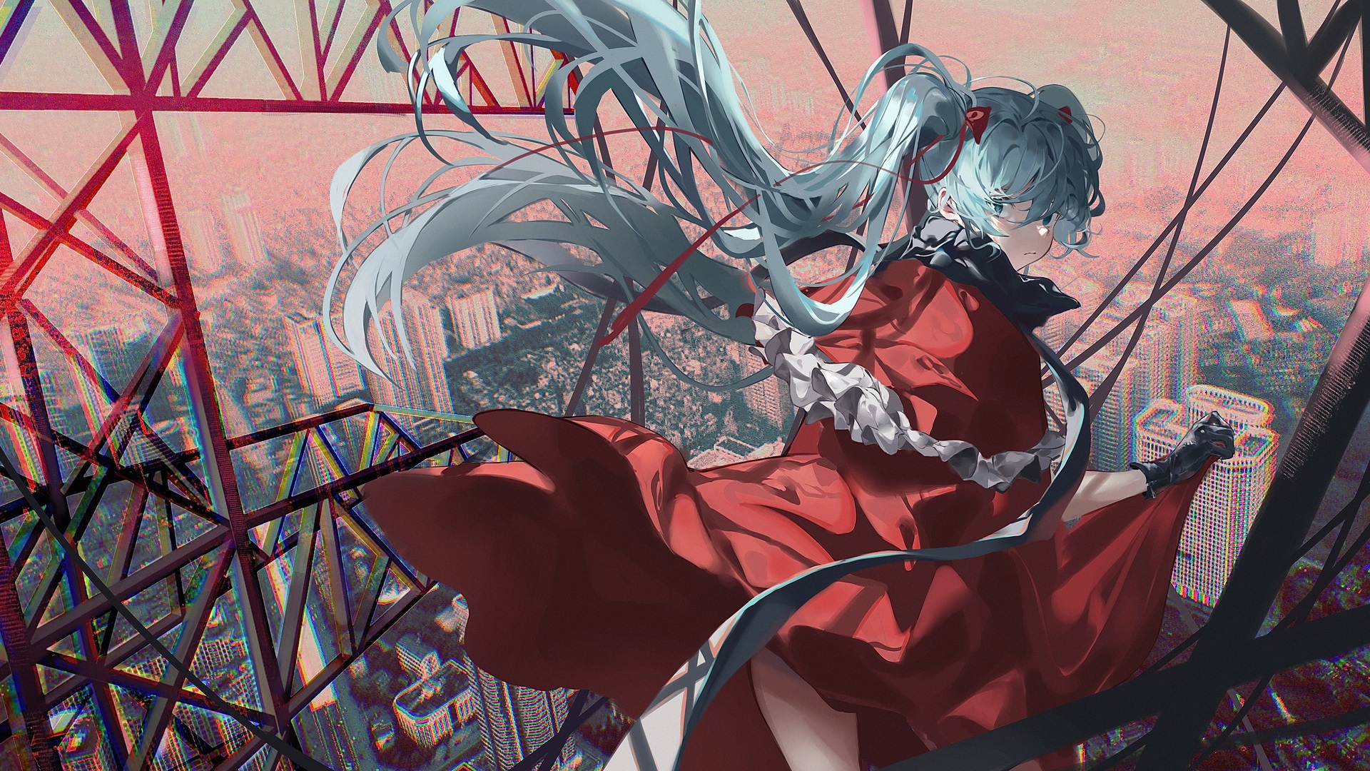 热门动漫 动漫女孩 小提琴 初音 高清壁纸 6432×3404