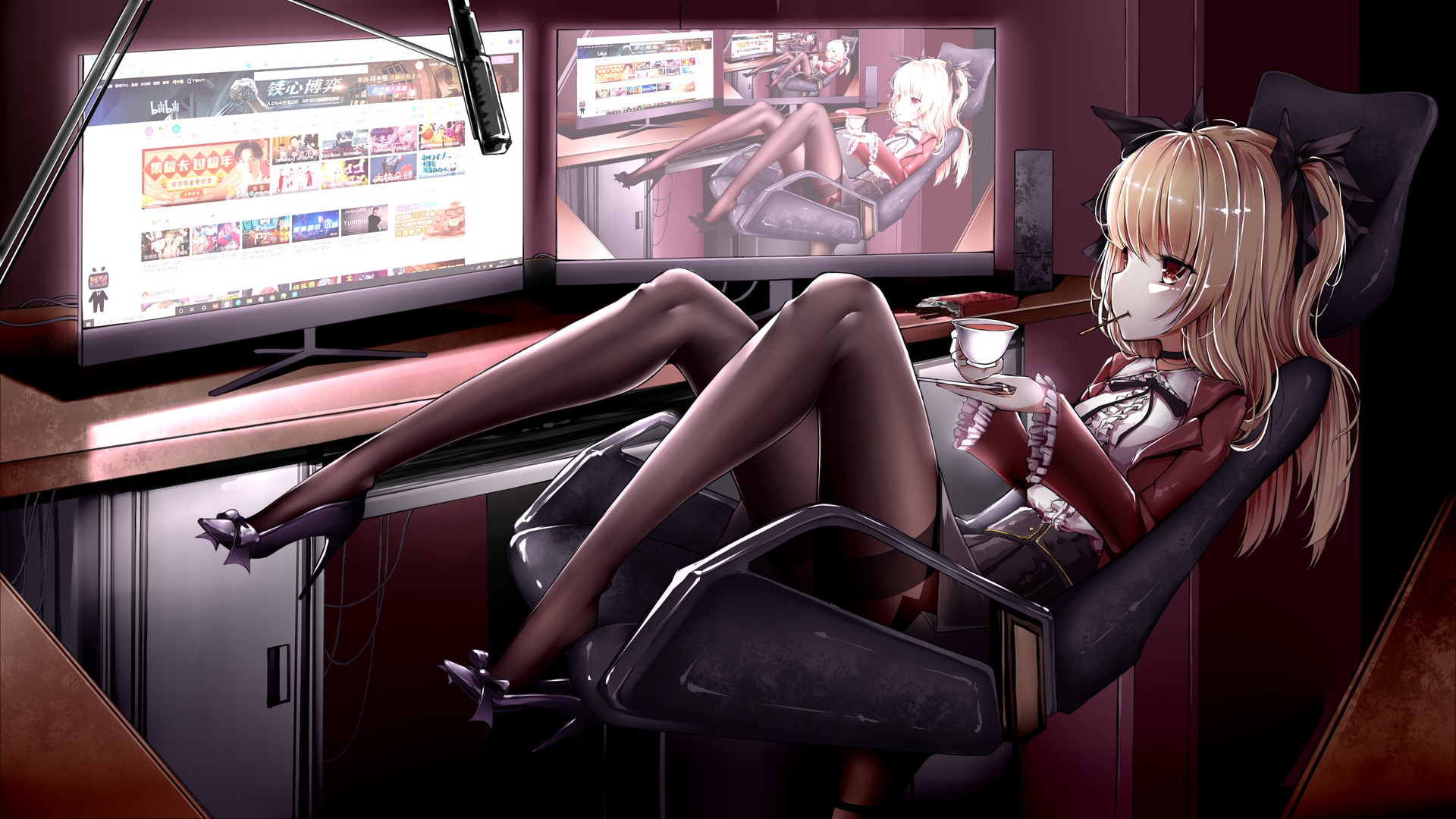 绝美动漫 动漫女孩 连裤袜 4K壁纸 3840×2160