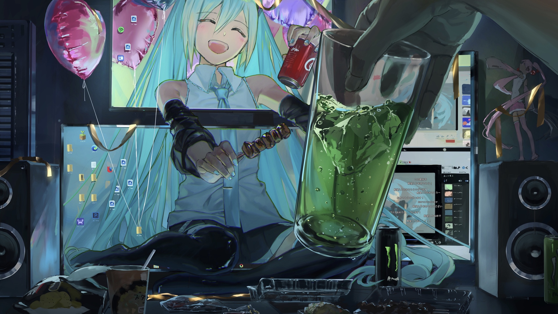 高清动漫 动漫女孩 初音 小提琴 显示器 壁纸 3840×2160