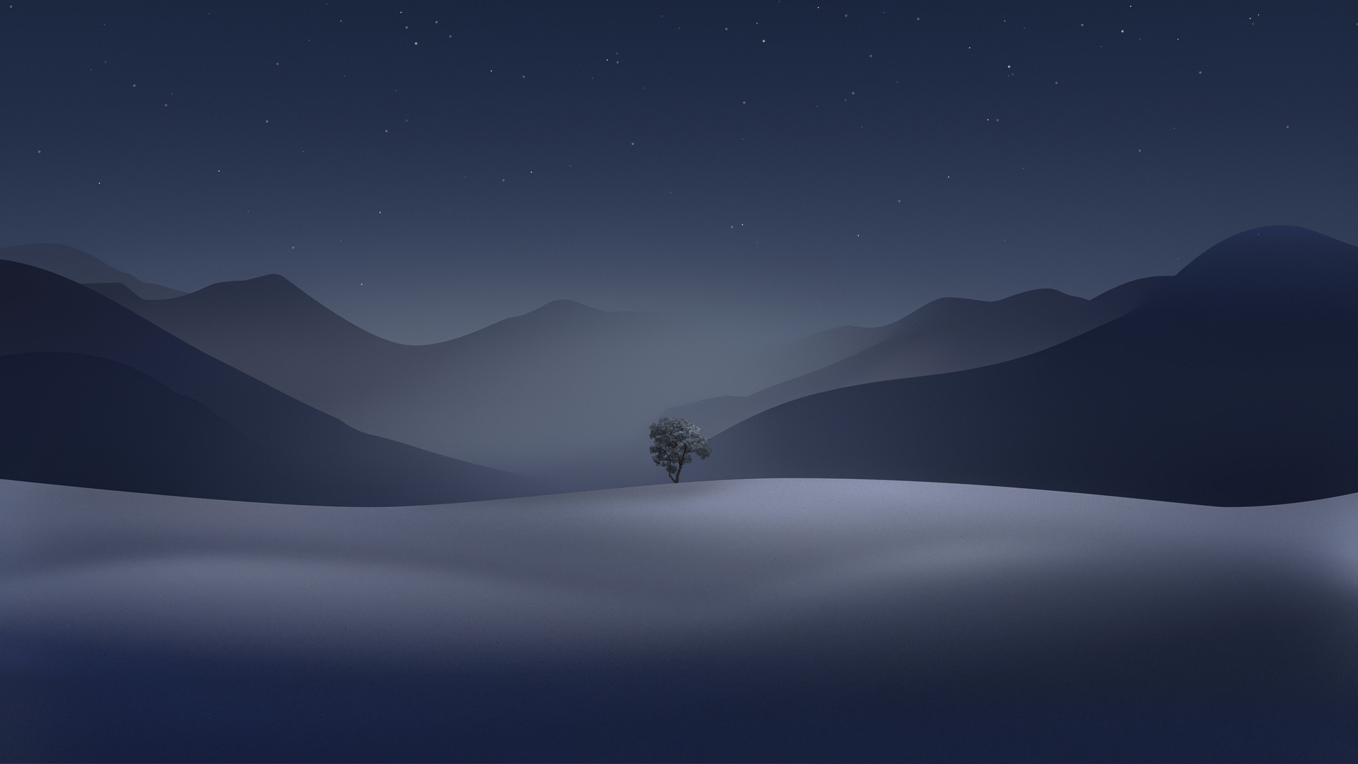 经典田野 简单的背景 极简主义 树木 自然 星星 天空 桌面壁纸 3840×2160