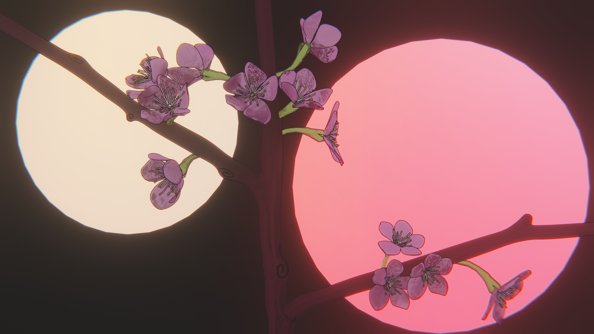 樱花 树皮 插图 花 壁纸 3840×2160