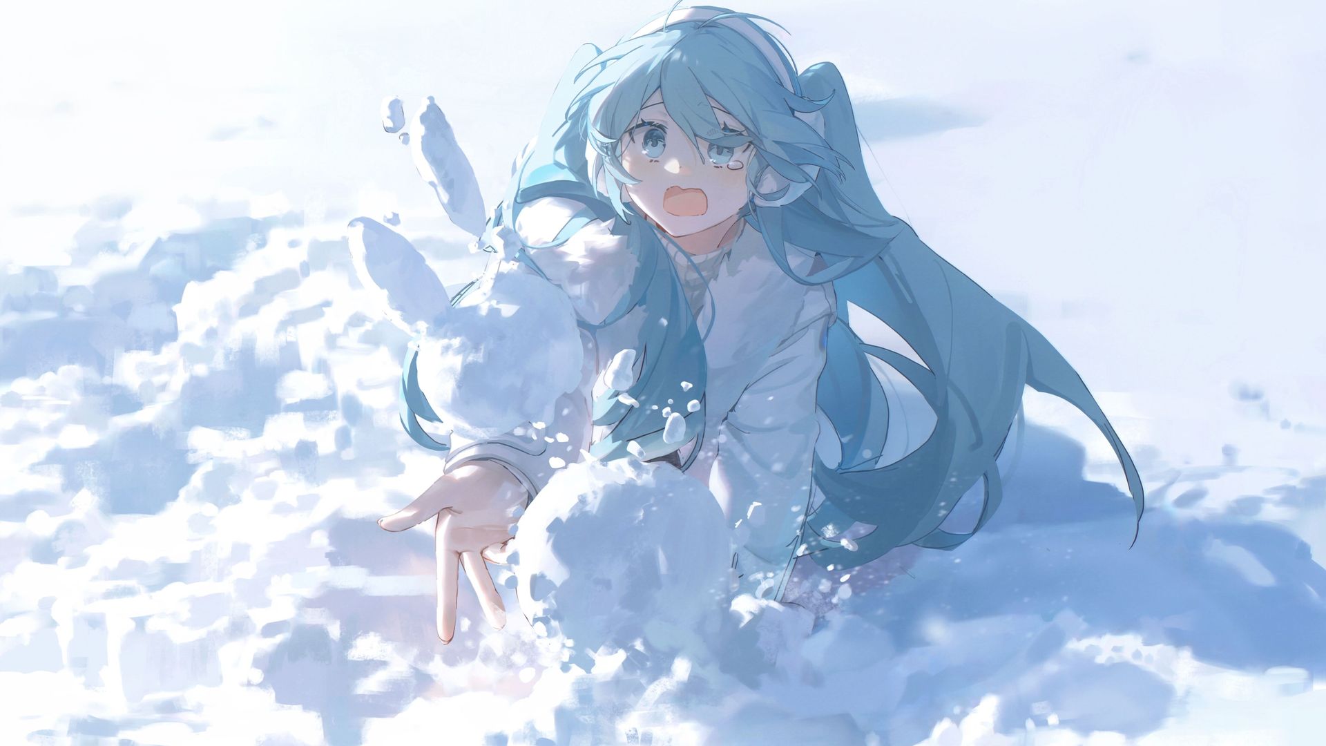 皮耶夫 动漫女孩 冬天 雪地哭泣的女孩 壁纸 4591×3000