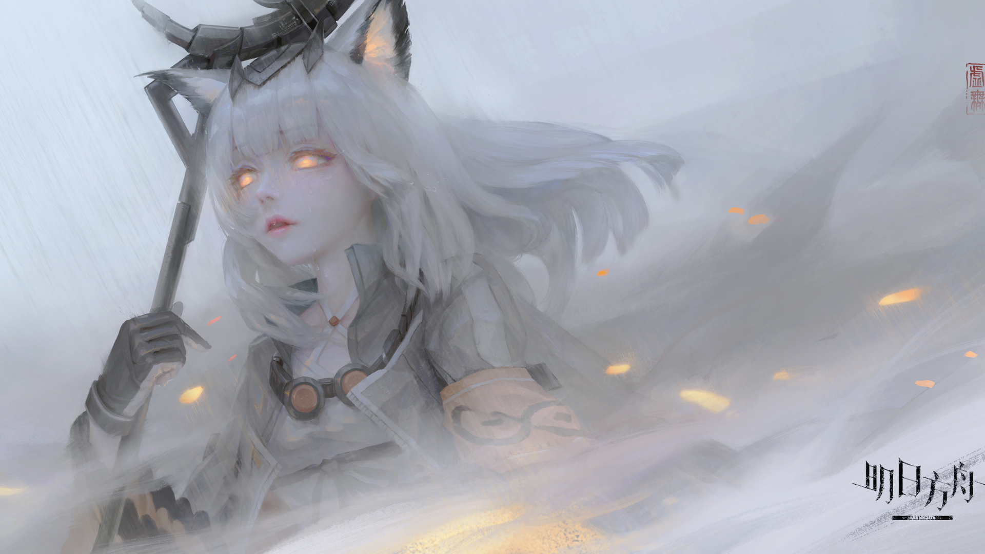 游戏CG角色 动漫女孩 AI艺术 猫耳朵 发光的眼睛 4K高清壁纸 3840×2160