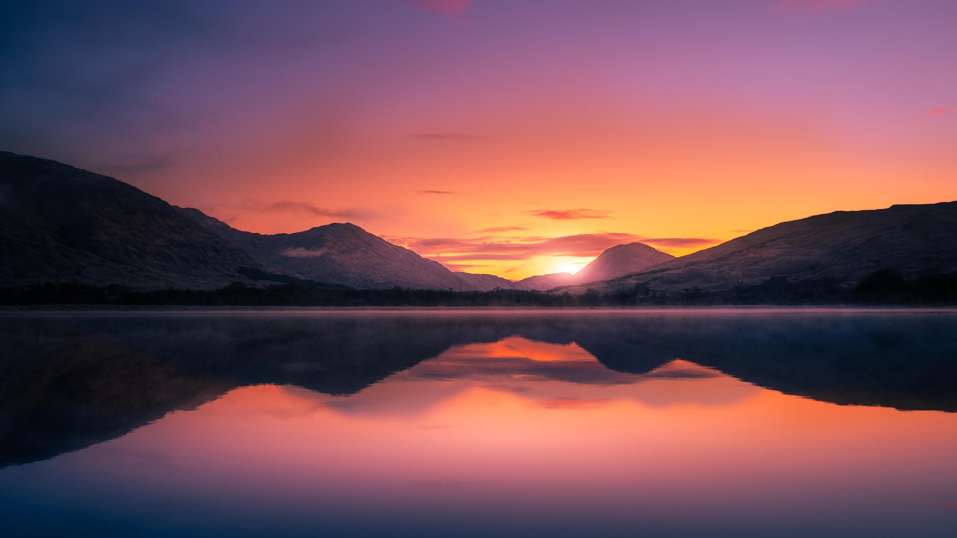 风景 日落 苏格兰 夜幕下的湖泊 4K壁纸 6000×4000