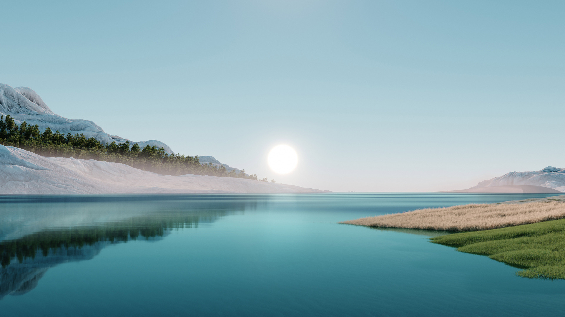 AI艺术 景观 太阳 河流景观 4K壁纸 3840×2160