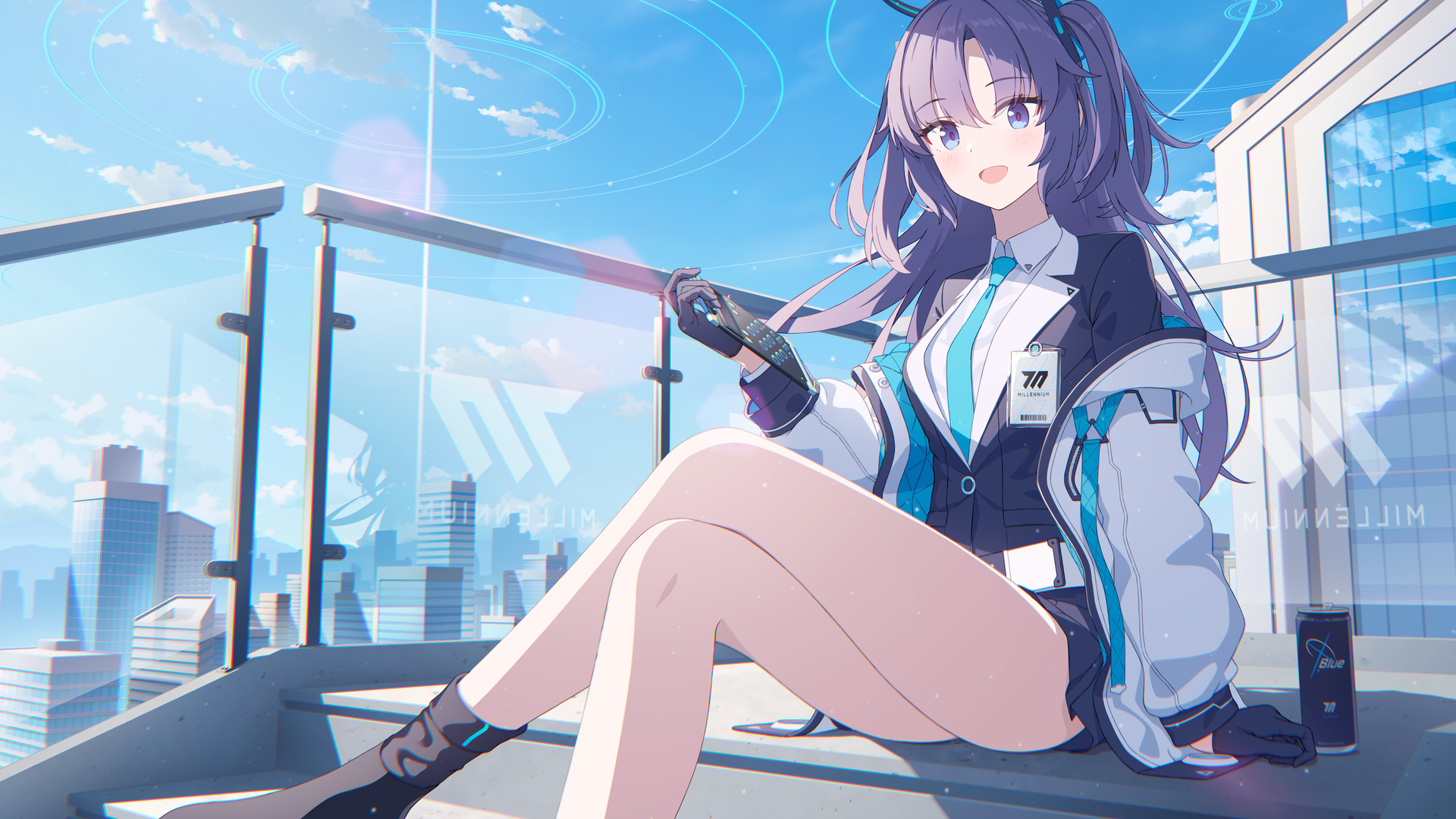 绝美长发 紫色头发 独唱 动漫 动漫女孩 蔚蓝档案 4K壁纸 3840×2160