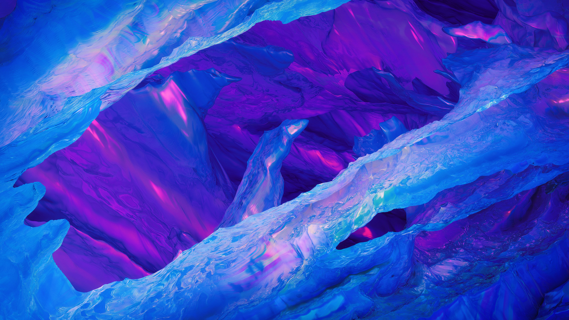 抽象 蓝色 冰 紫色 水晶 壁纸 3840×2160