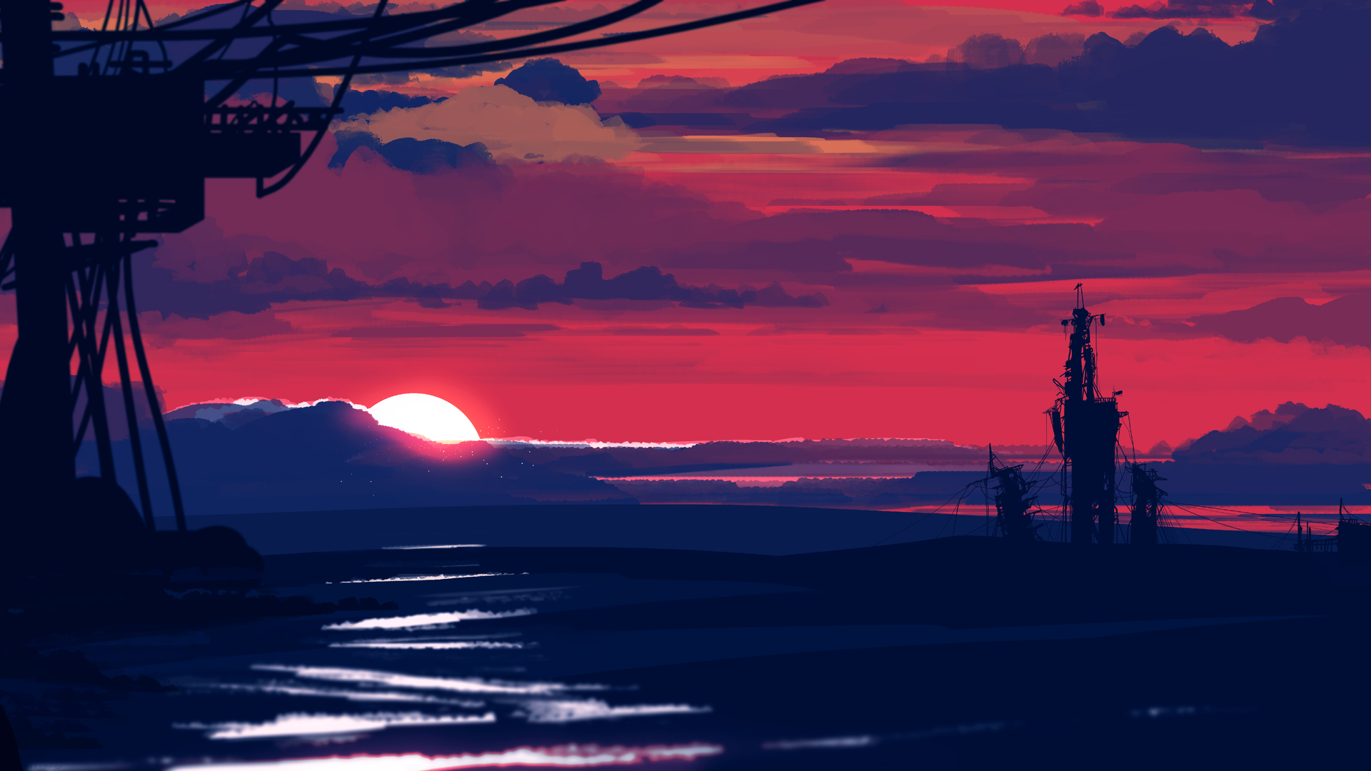 环境 风景 抽象 绘画 天空 云 日落 阳光 太阳 壁纸 3840×2160