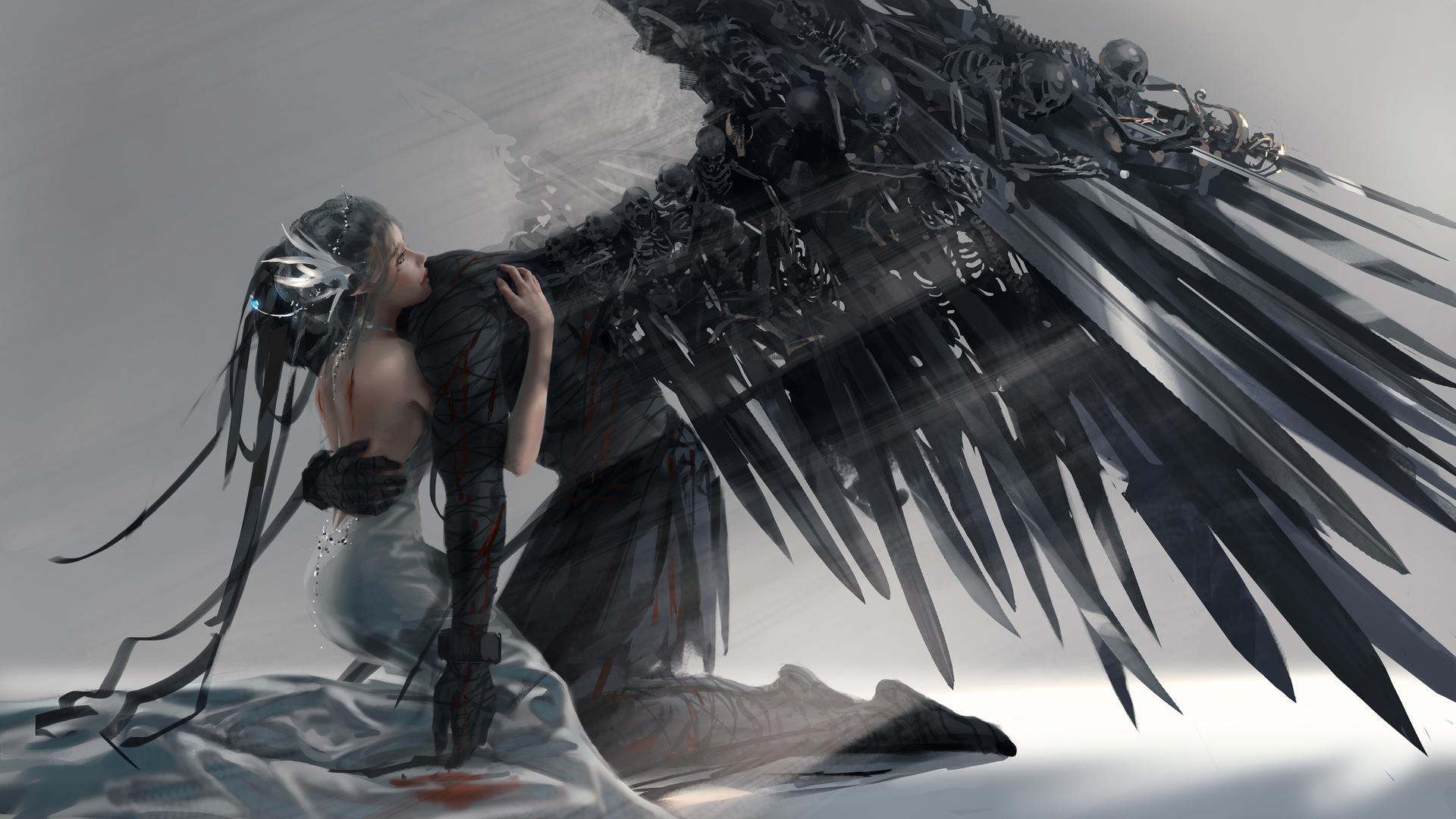 热门公主 女人 跪着 恶魔 幽灵之刃 高清壁纸 3840×2160