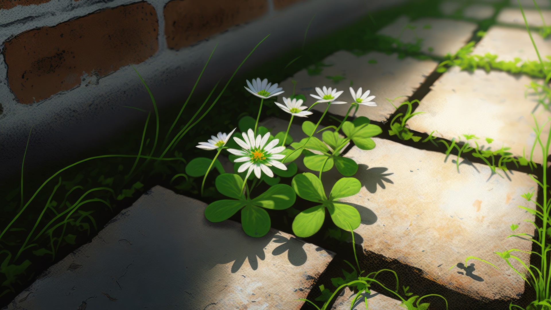 精选艺术 插图 鲜花 鹰嘴草 壁纸 3840×2160