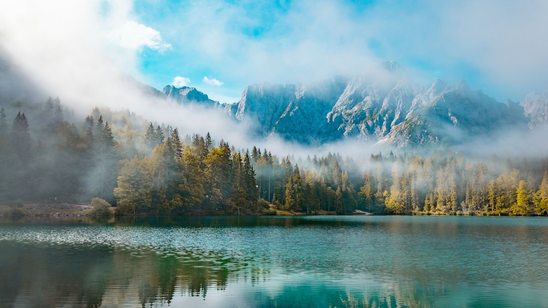 风景 湖泊 森林 意大利 山脉 薄雾 云 自然 青色 壁纸 4608×3072