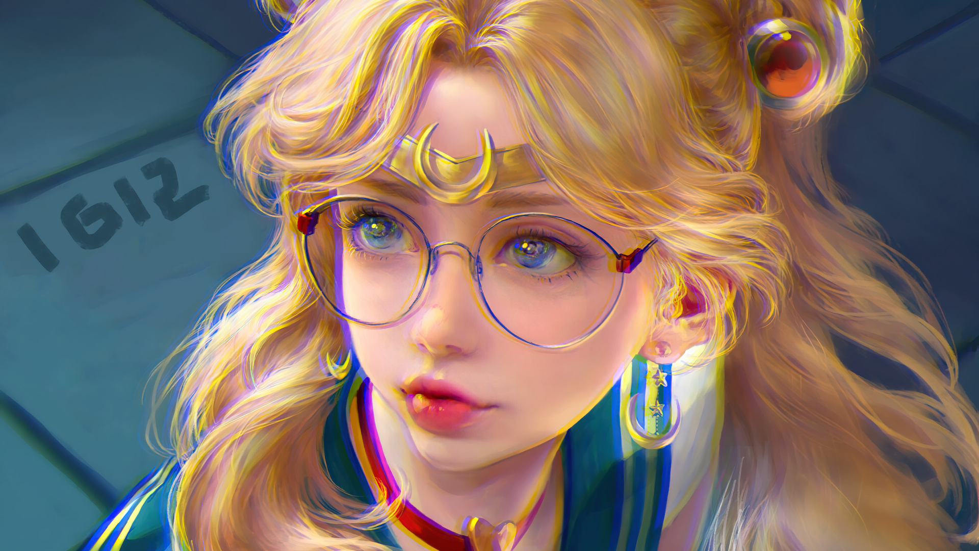 热门金发女孩 水手月亮 AI艺术 动漫 动漫女孩 眼镜 高清壁纸 3840×2160