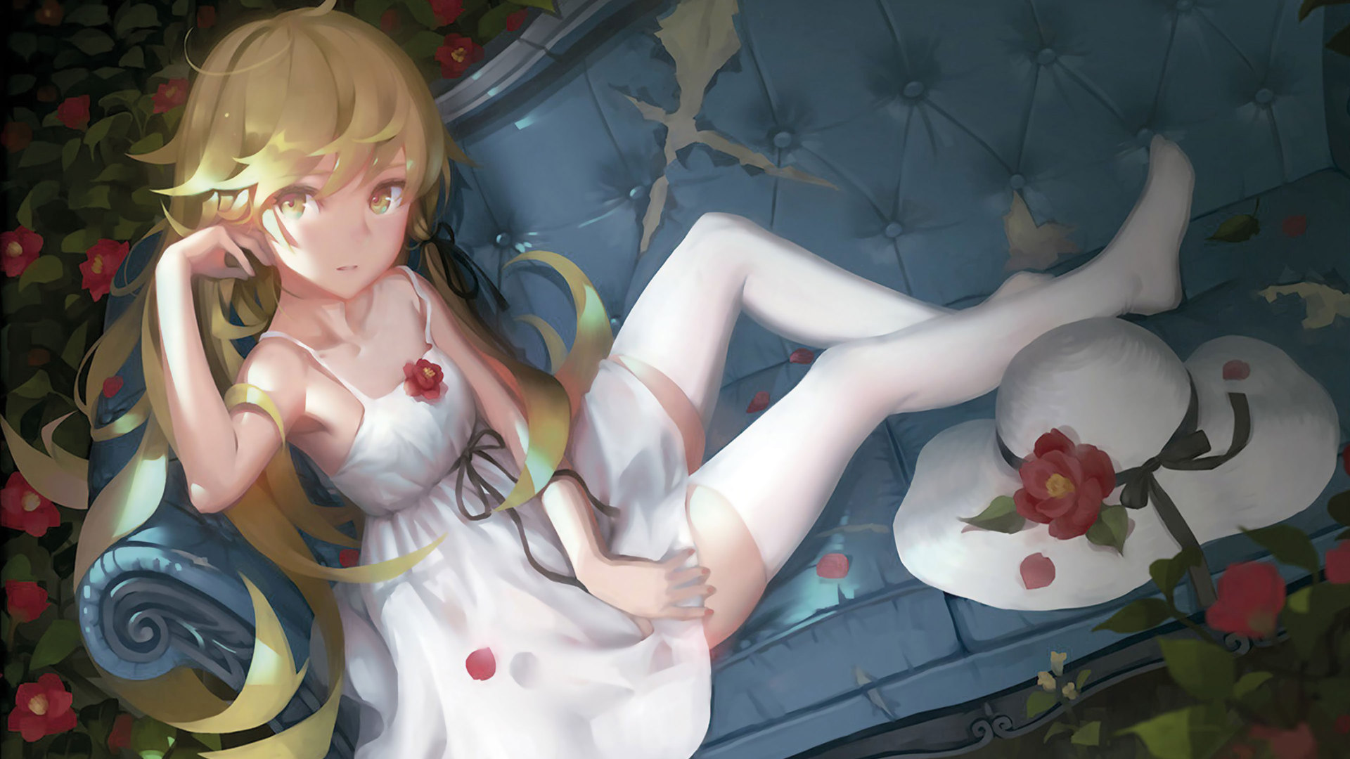 绚丽金发 长发 动画女孩 帽子 连衣裙 壁纸 3840×2160